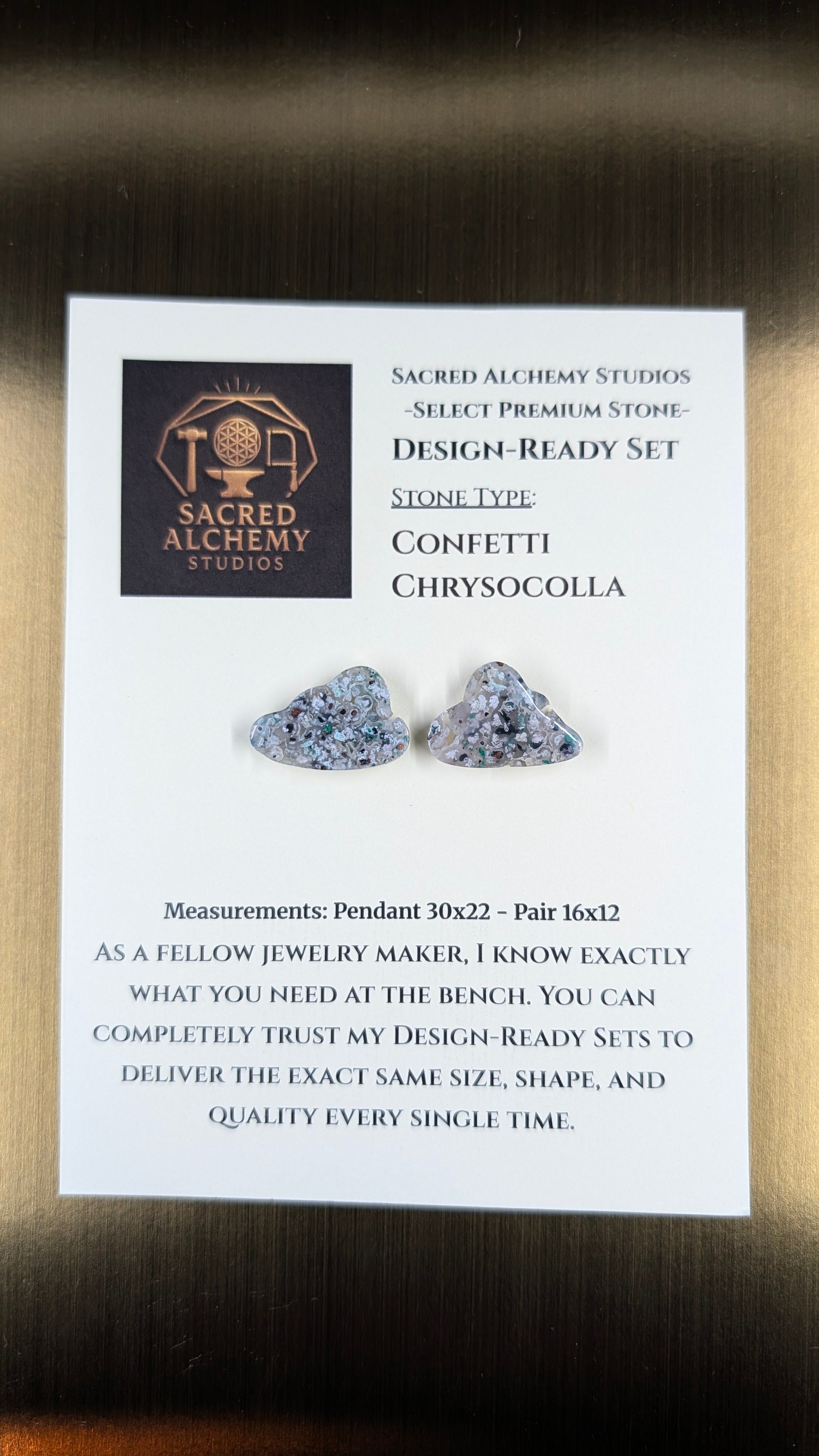 Cloud Shape - Confetti Chrysocolla - Sacred Alchemy Select - Design-Ready Pair.