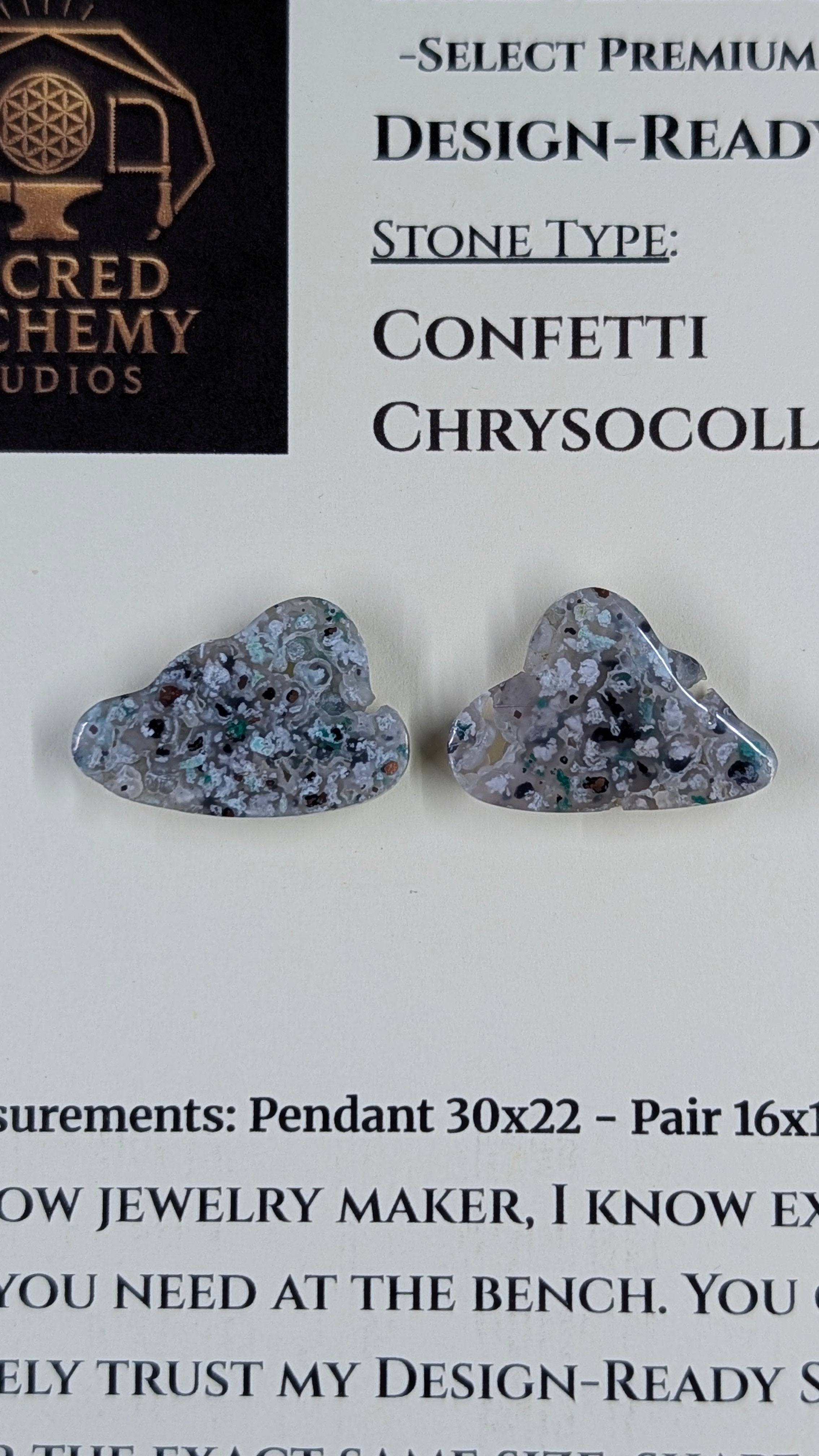 Cloud Shape - Confetti Chrysocolla - Sacred Alchemy Select - Design-Ready Pair.