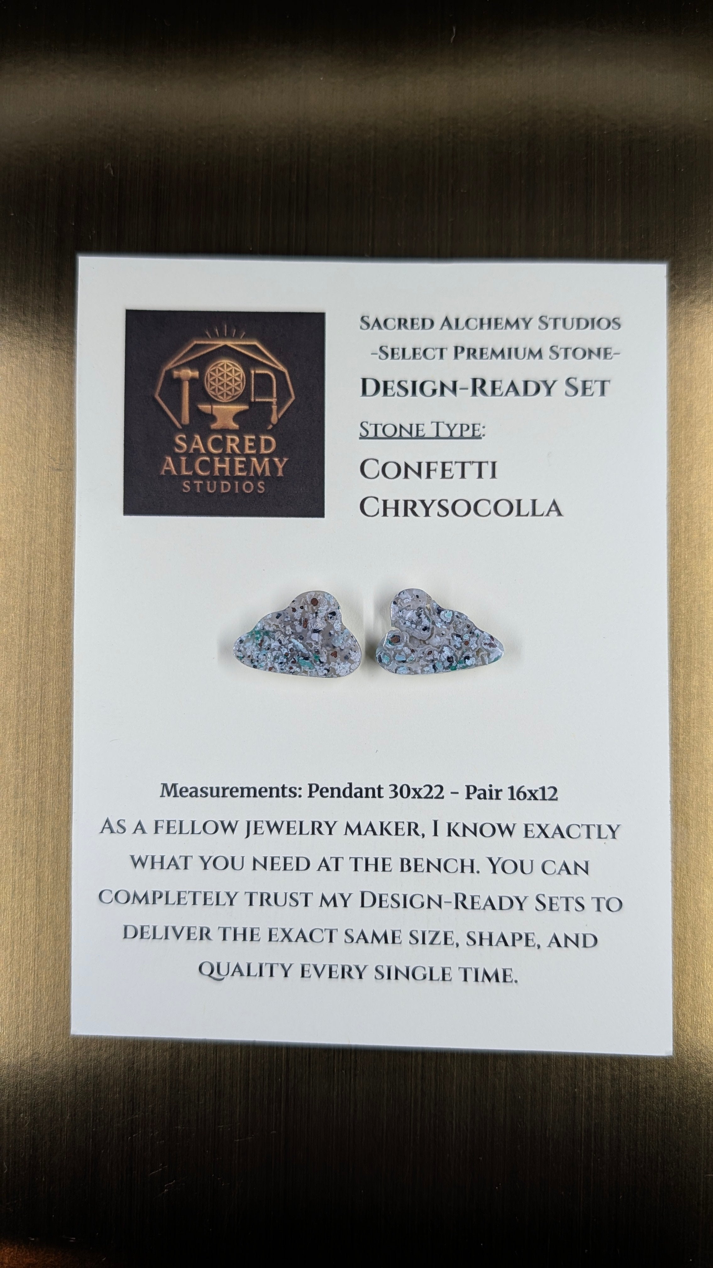 Cloud Shape - Confetti Chrysocolla - Sacred Alchemy Select - Design-Ready Pair.