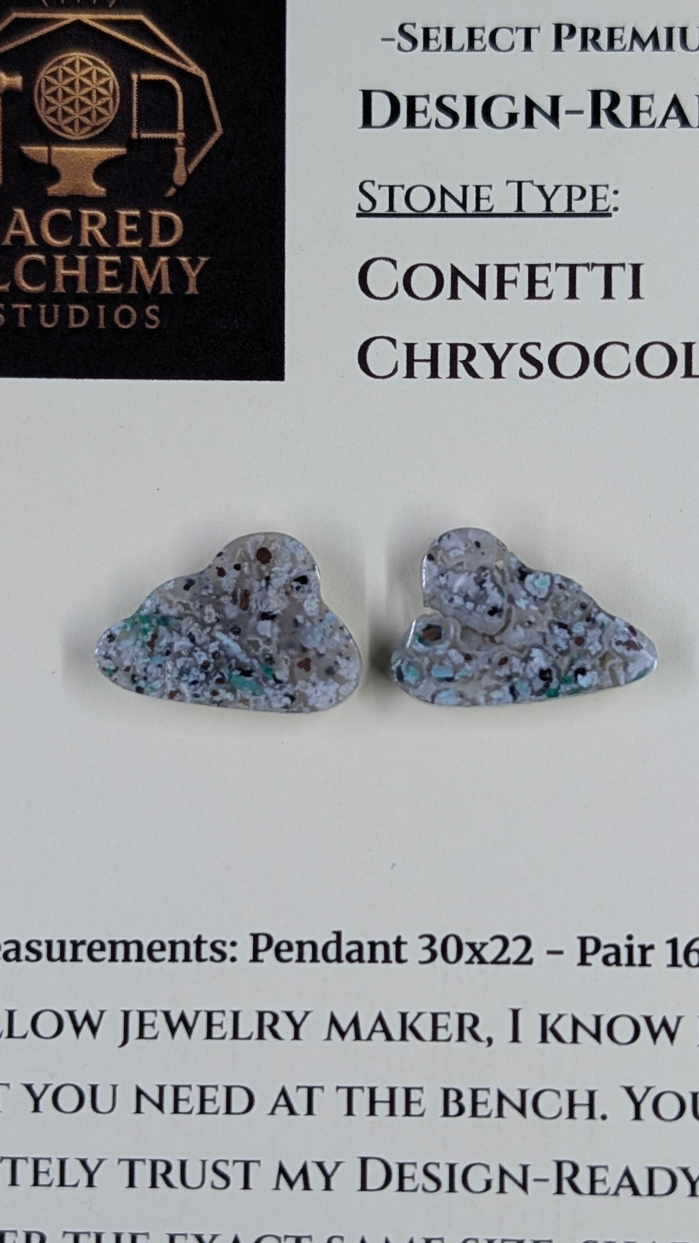 Cloud Shape - Confetti Chrysocolla - Sacred Alchemy Select - Design-Ready Pair.