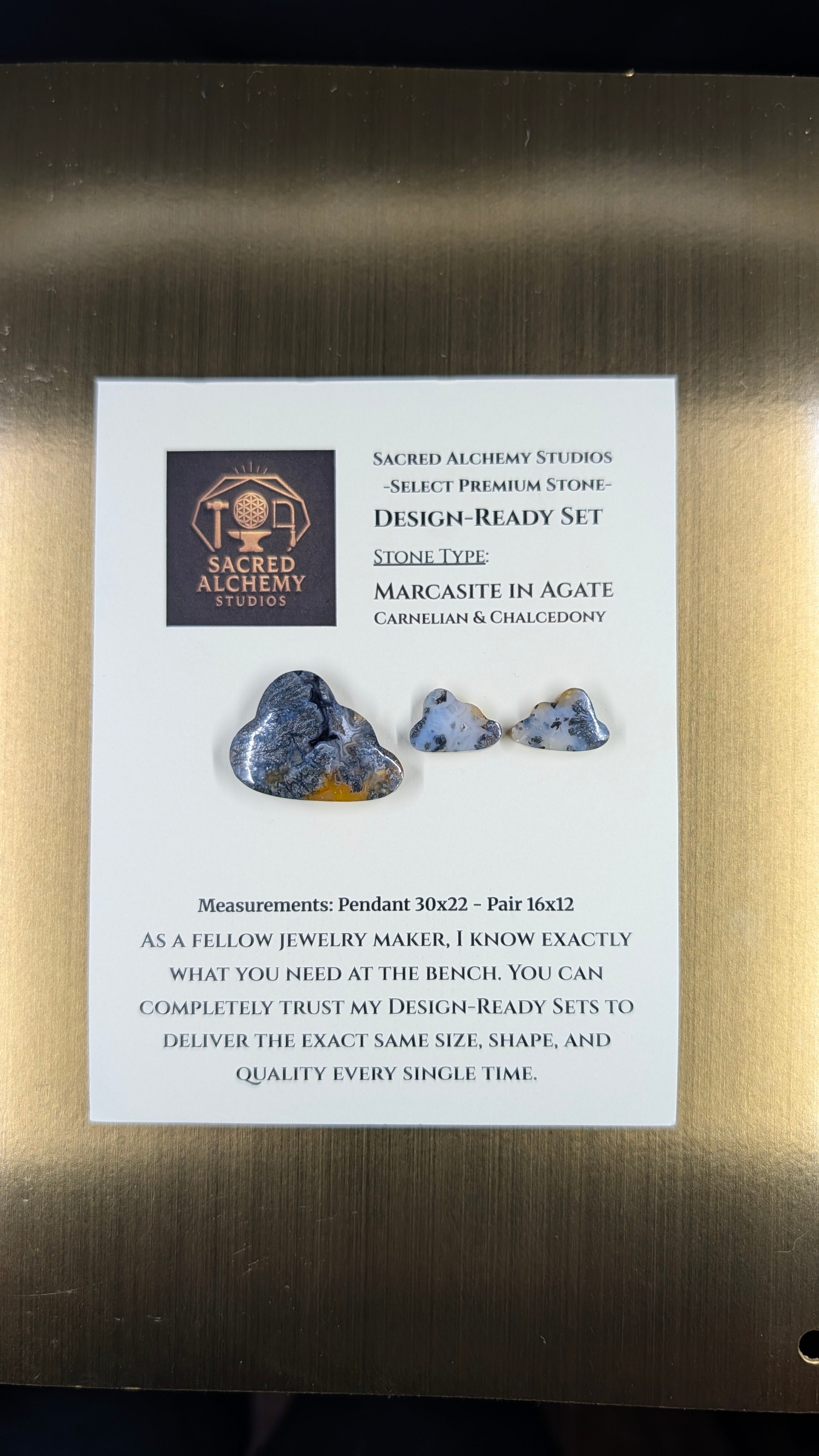Cloud Shape - Marcasite in Agate - Sacred Alchemy Select - Design-Ready Set