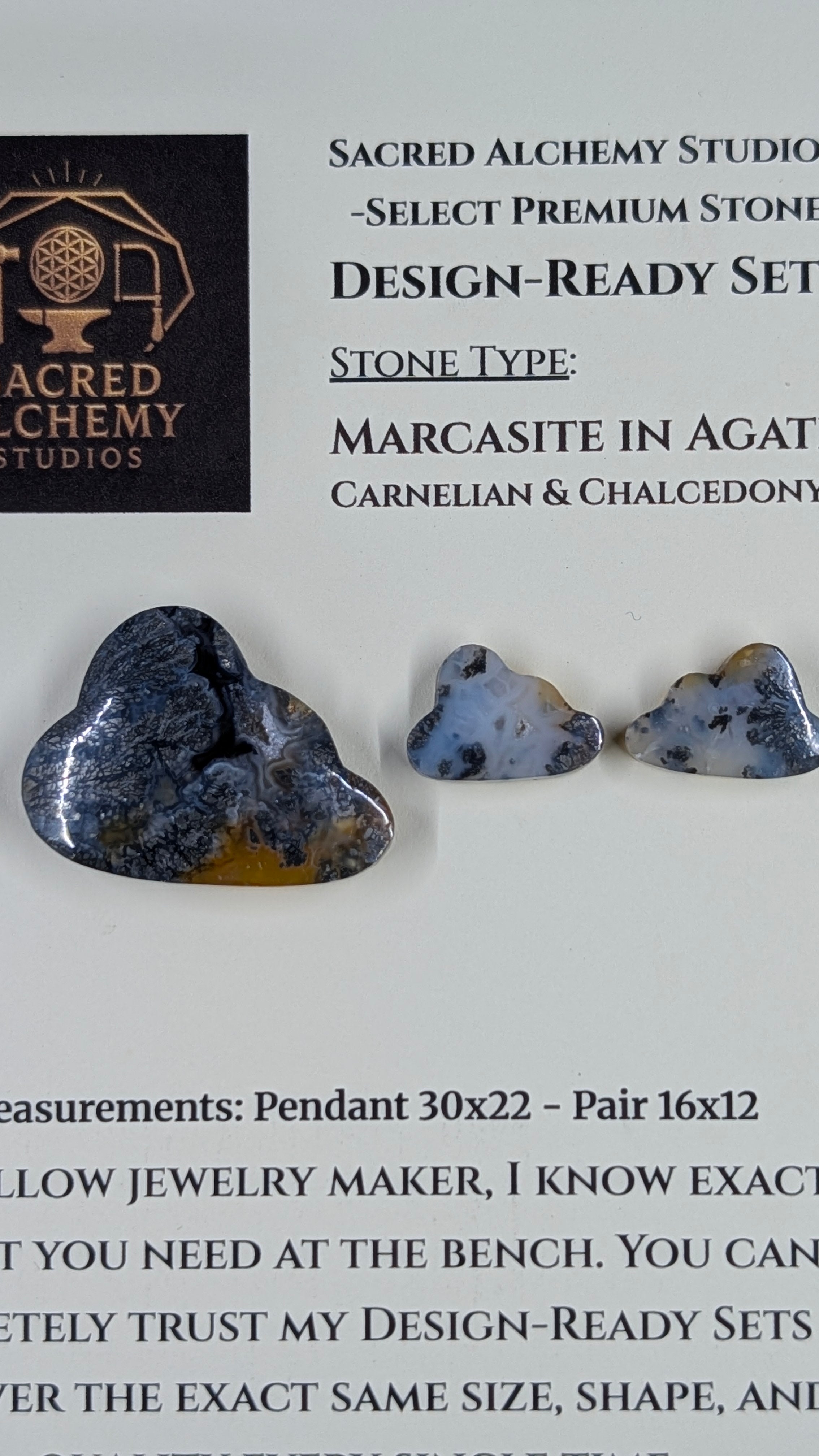 Cloud Shape - Marcasite in Agate - Sacred Alchemy Select - Design-Ready Set