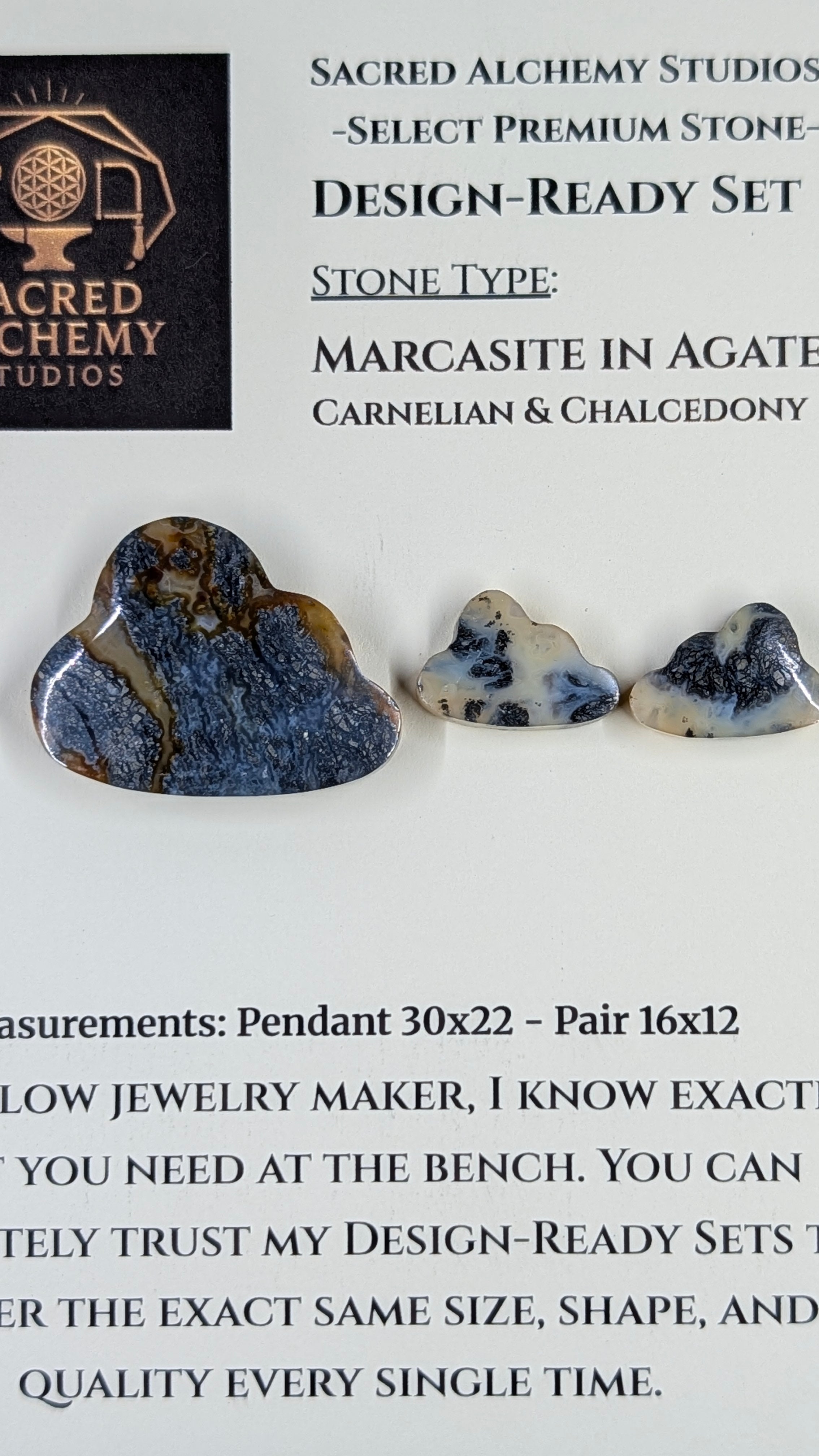Cloud Shape - Marcasite in Agate - Sacred Alchemy Select - Design-Ready Set