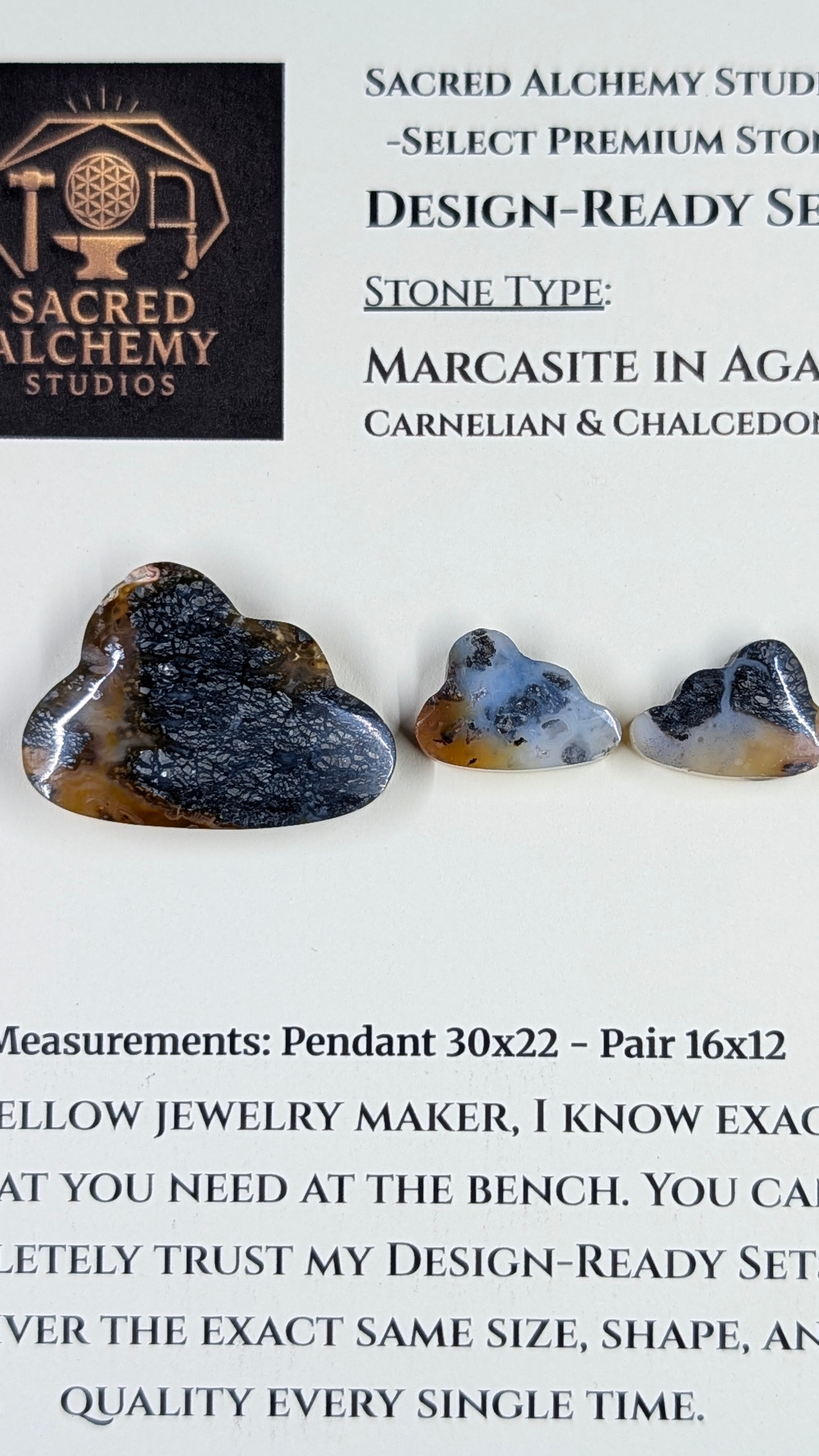 Cloud Shape - Marcasite in Agate - Sacred Alchemy Select - Design-Ready Set