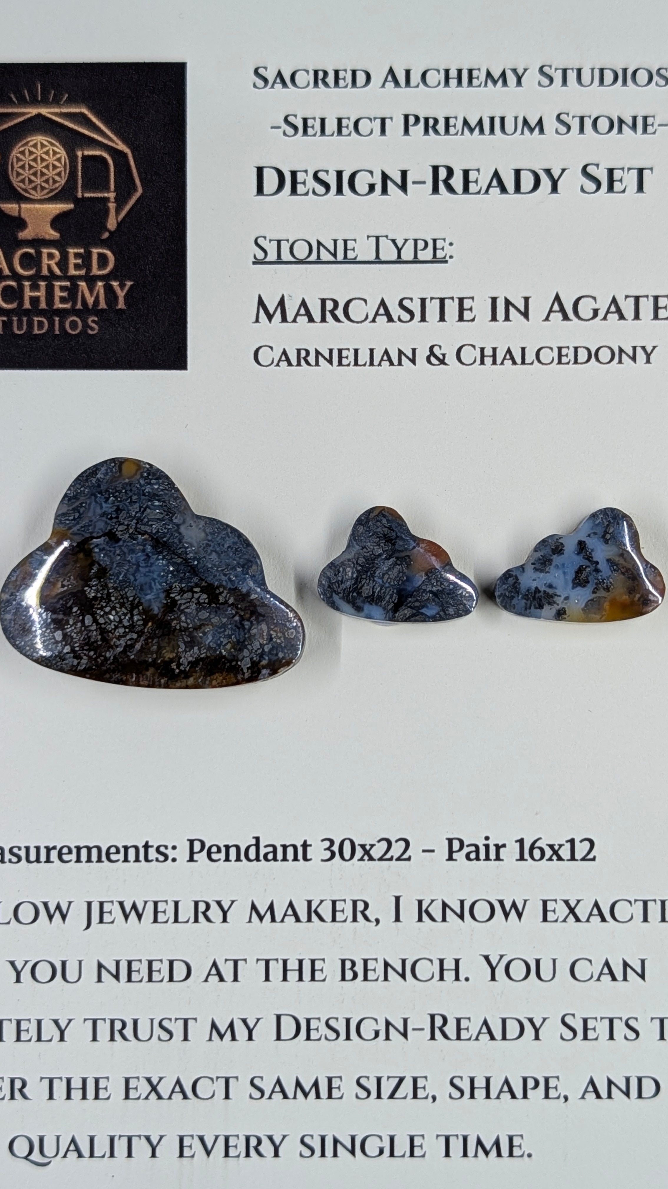 Cloud Shape - Marcasite in Agate - Sacred Alchemy Select - Design-Ready Set