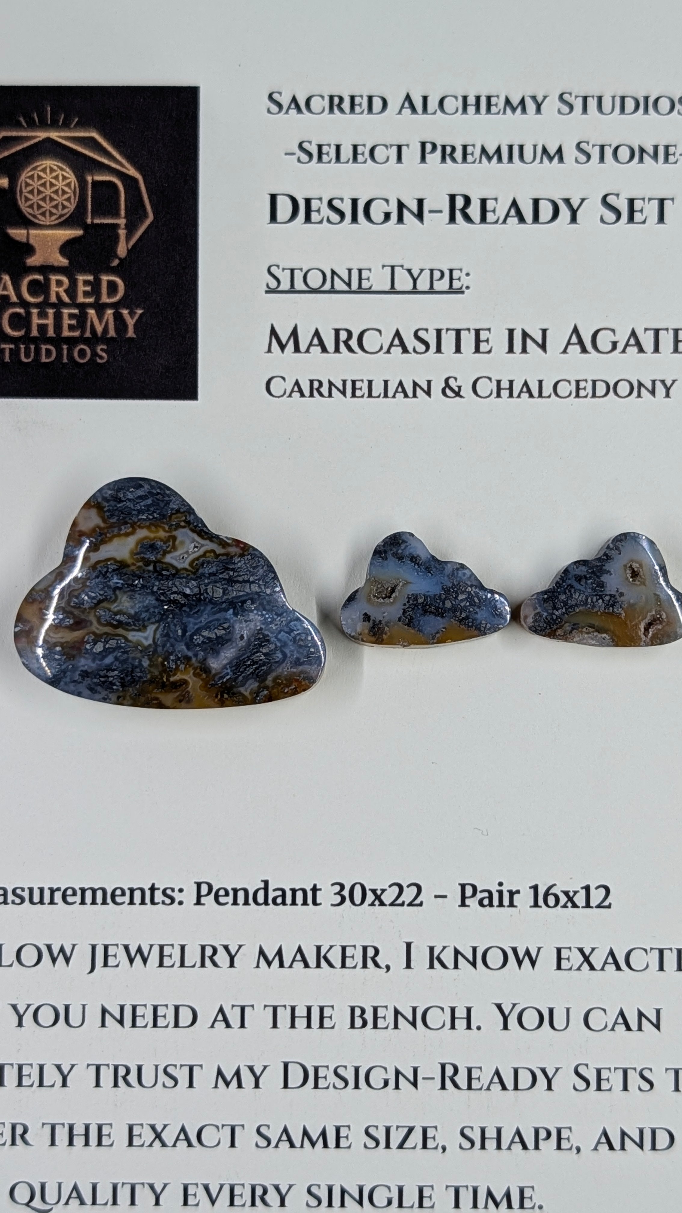 Cloud Shape - Marcasite in Agate - Sacred Alchemy Select - Design-Ready Set