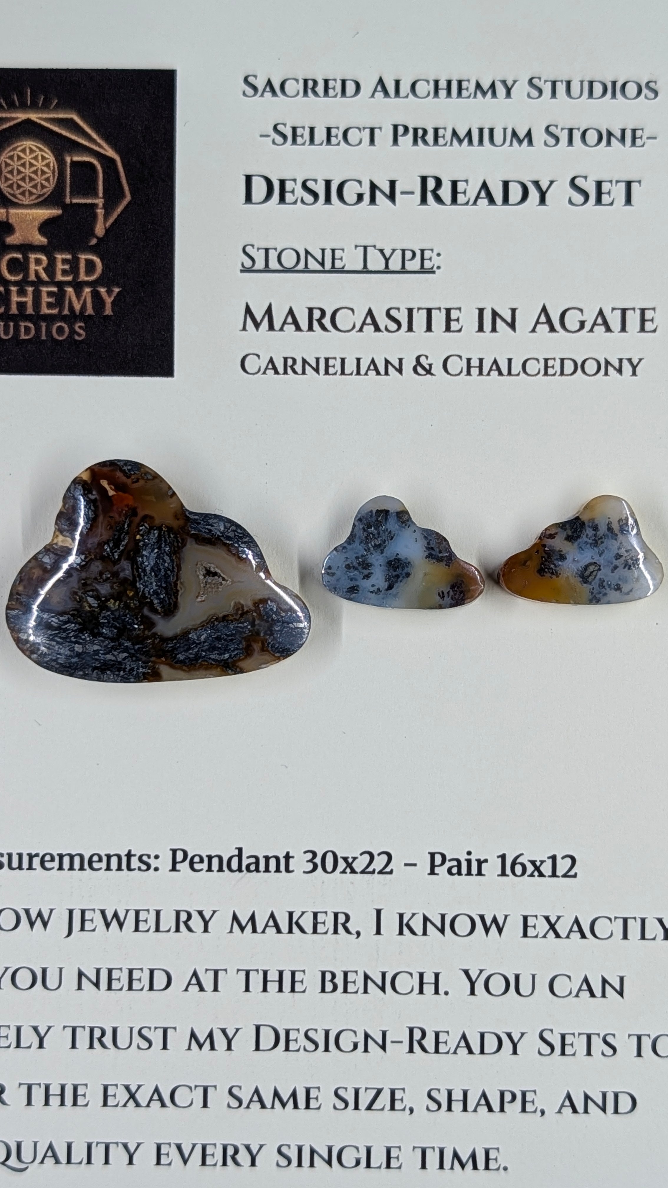 Cloud Shape - Marcasite in Agate - Sacred Alchemy Select - Design-Ready Set