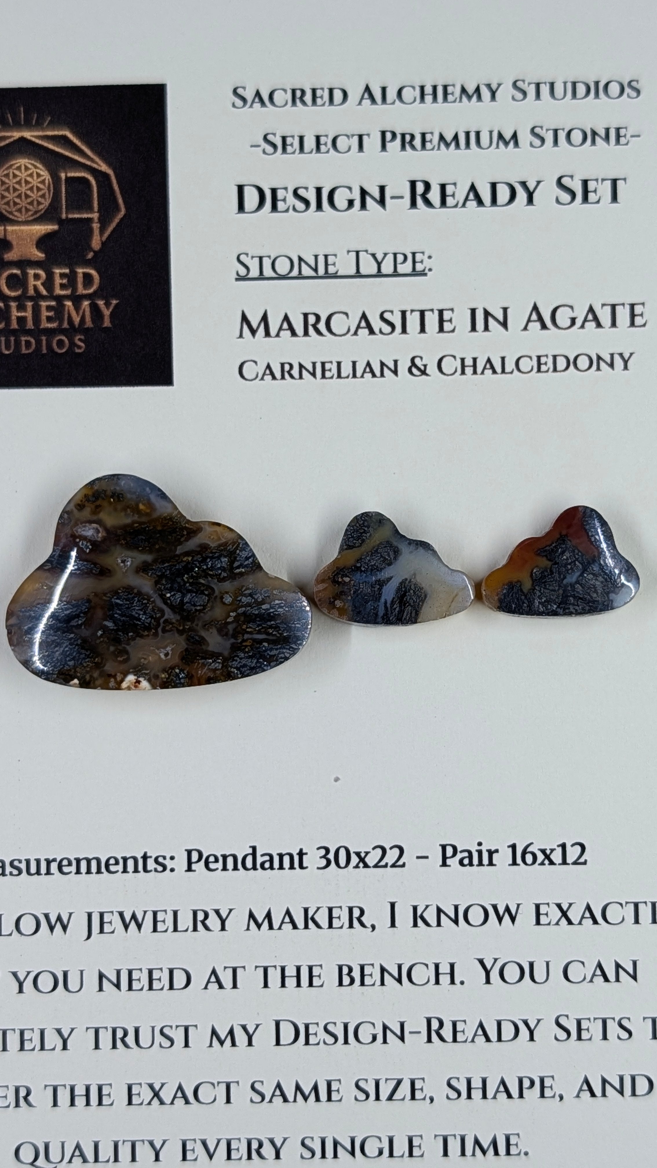 Cloud Shape - Marcasite in Agate - Sacred Alchemy Select - Design-Ready Set