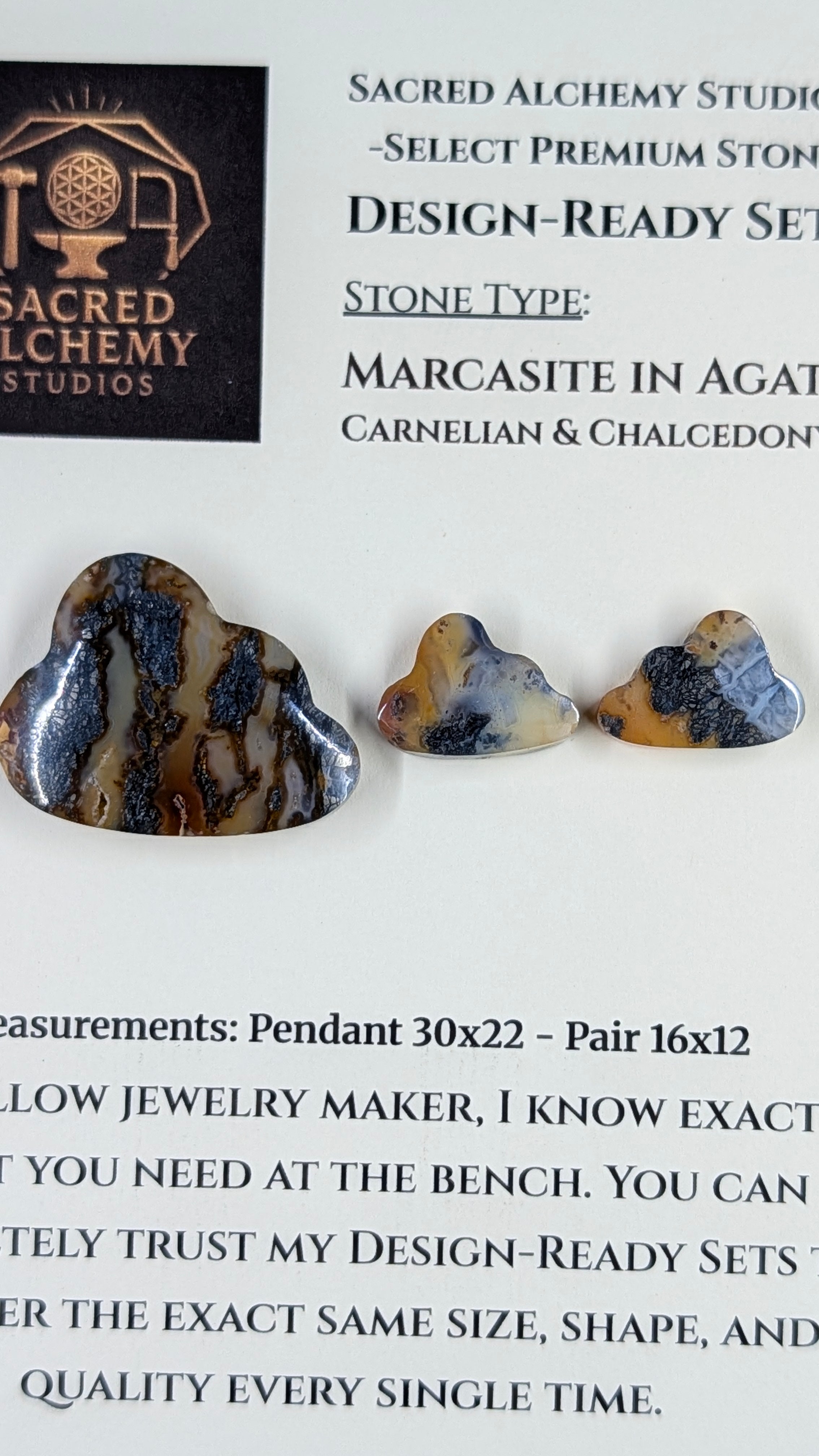 Cloud Shape - Marcasite in Agate - Sacred Alchemy Select - Design-Ready Set