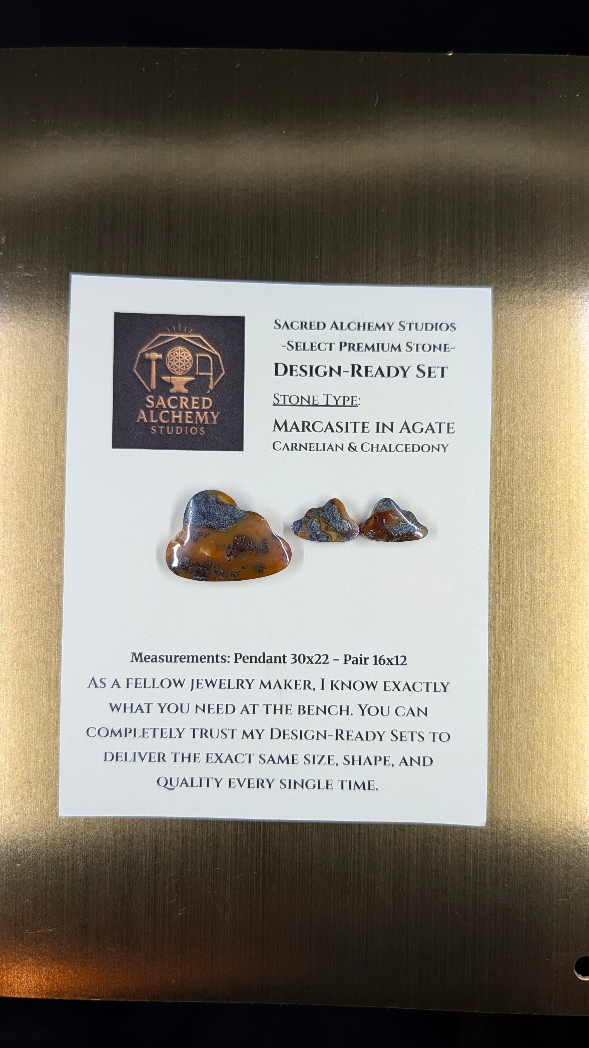 Cloud Shape - Marcasite in Agate - Sacred Alchemy Select - Design-Ready Set