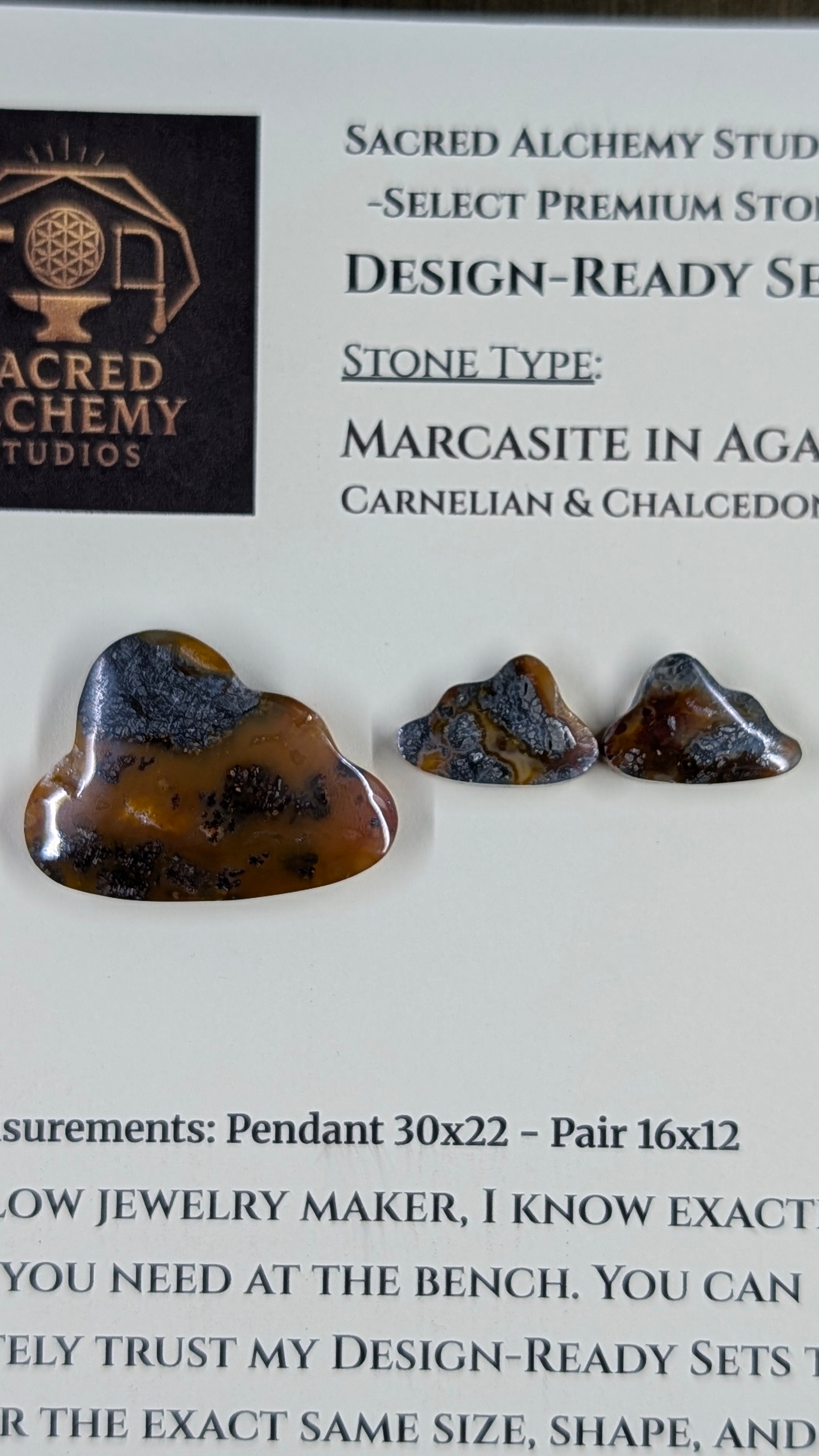 Cloud Shape - Marcasite in Agate - Sacred Alchemy Select - Design-Ready Set