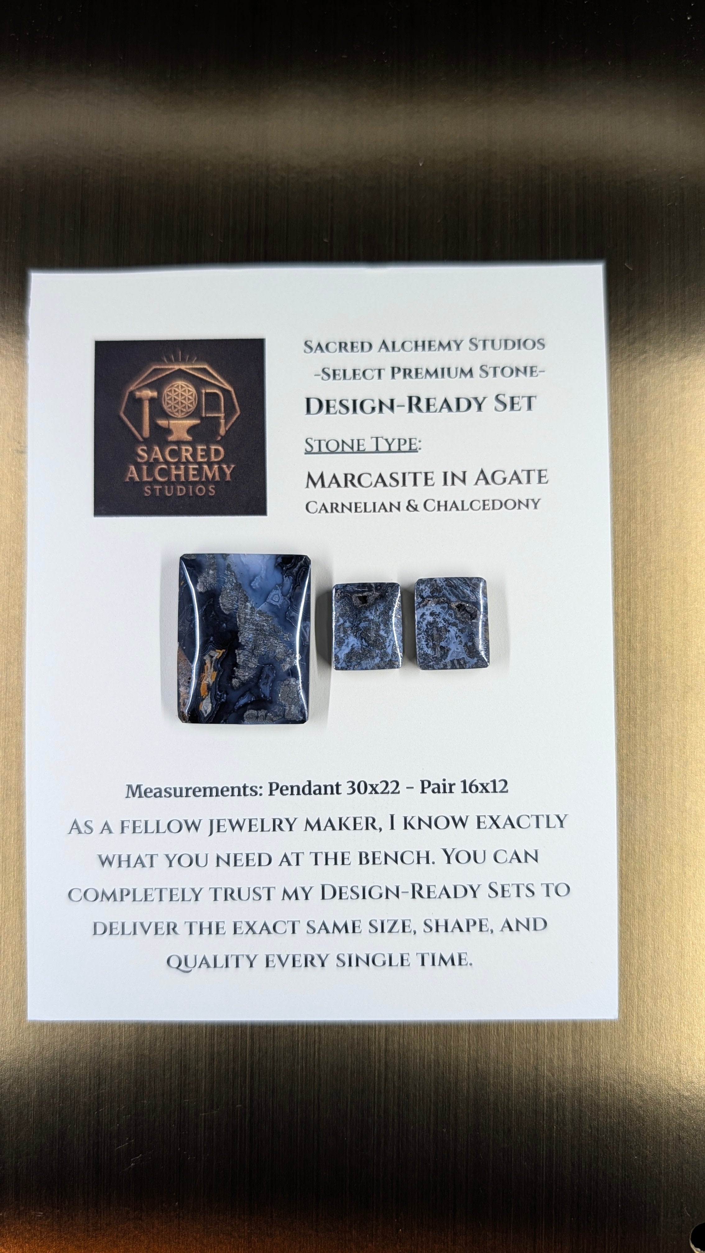 Rectangle Shape - Marcasite in Agate - Sacred Alchemy Select - Design-Ready Set