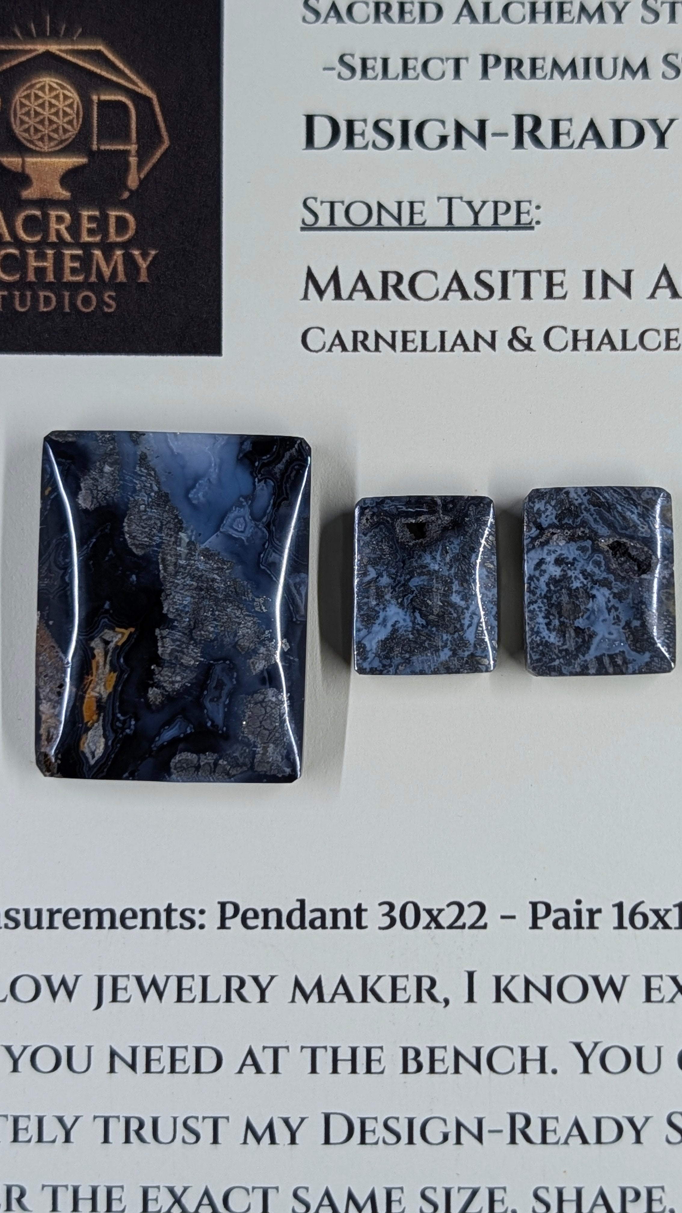 Rectangle Shape - Marcasite in Agate - Sacred Alchemy Select - Design-Ready Set