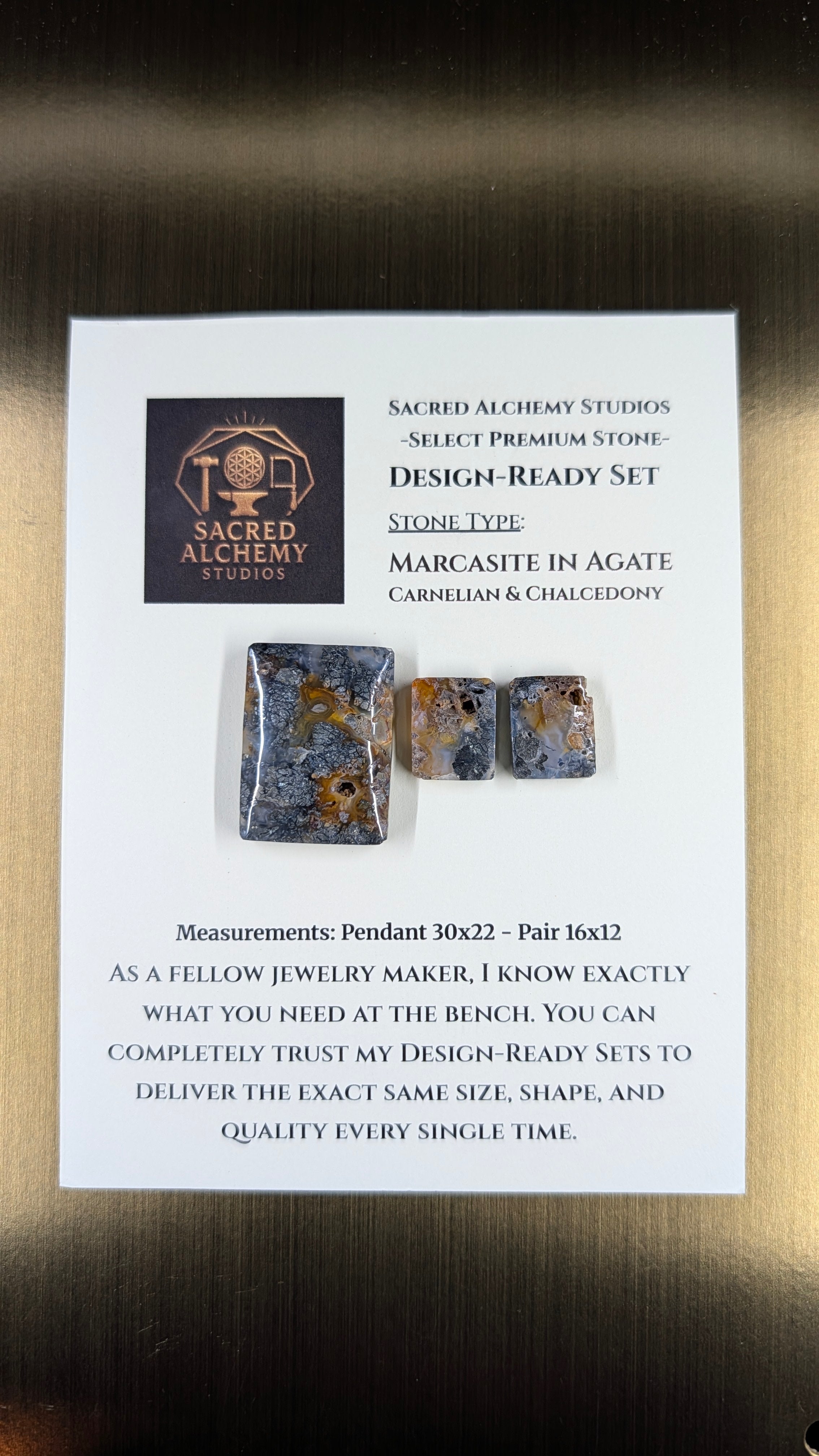 Rectangle Shape - Marcasite in Agate - Sacred Alchemy Select - Design-Ready Set