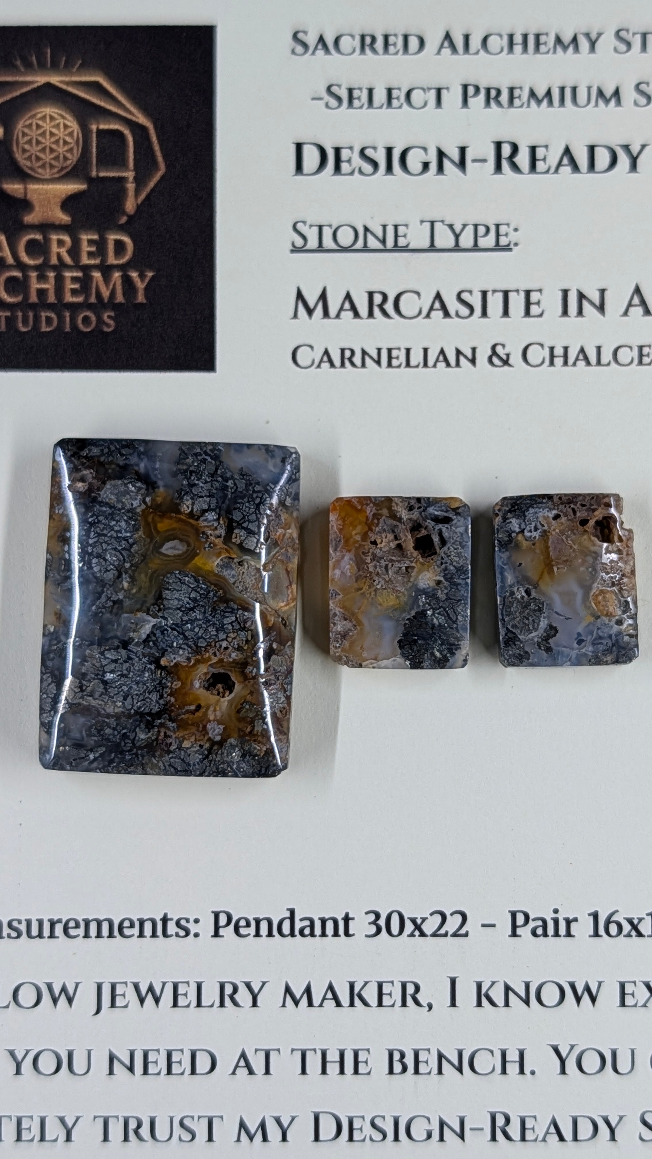 Rectangle Shape - Marcasite in Agate - Sacred Alchemy Select - Design-Ready Set