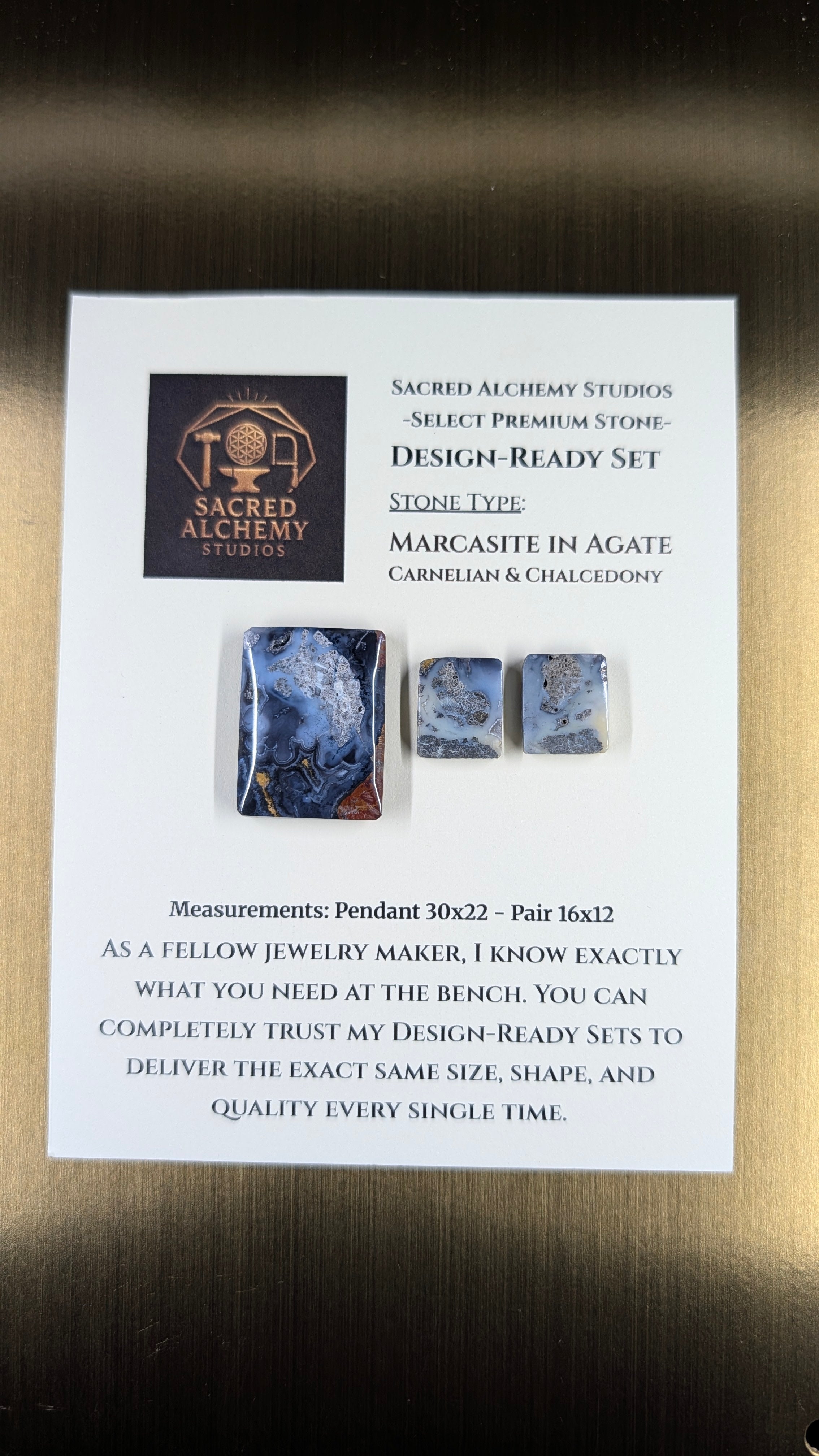 Rectangle Shape - Marcasite in Agate - Sacred Alchemy Select - Design-Ready Set