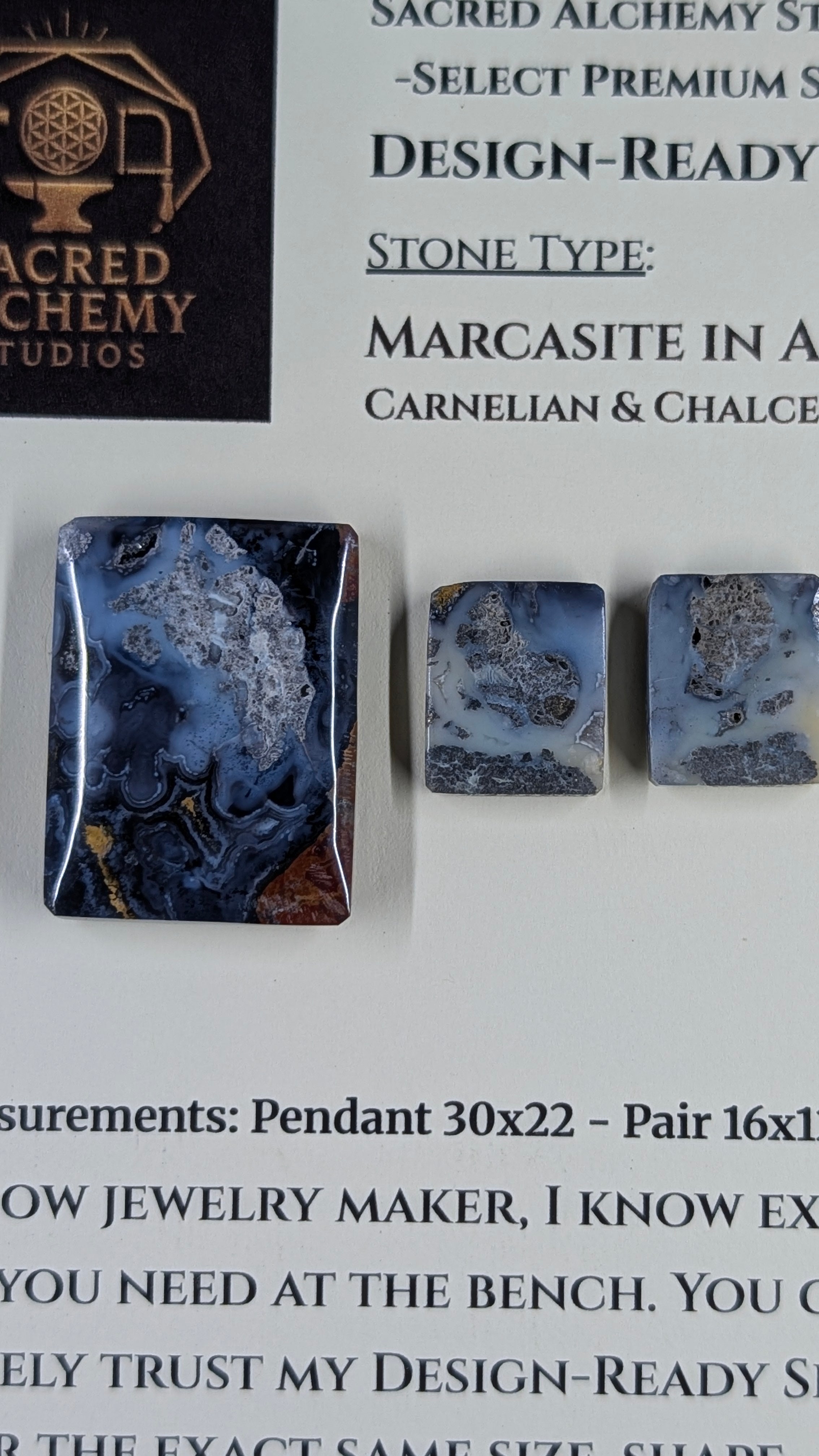 Rectangle Shape - Marcasite in Agate - Sacred Alchemy Select - Design-Ready Set
