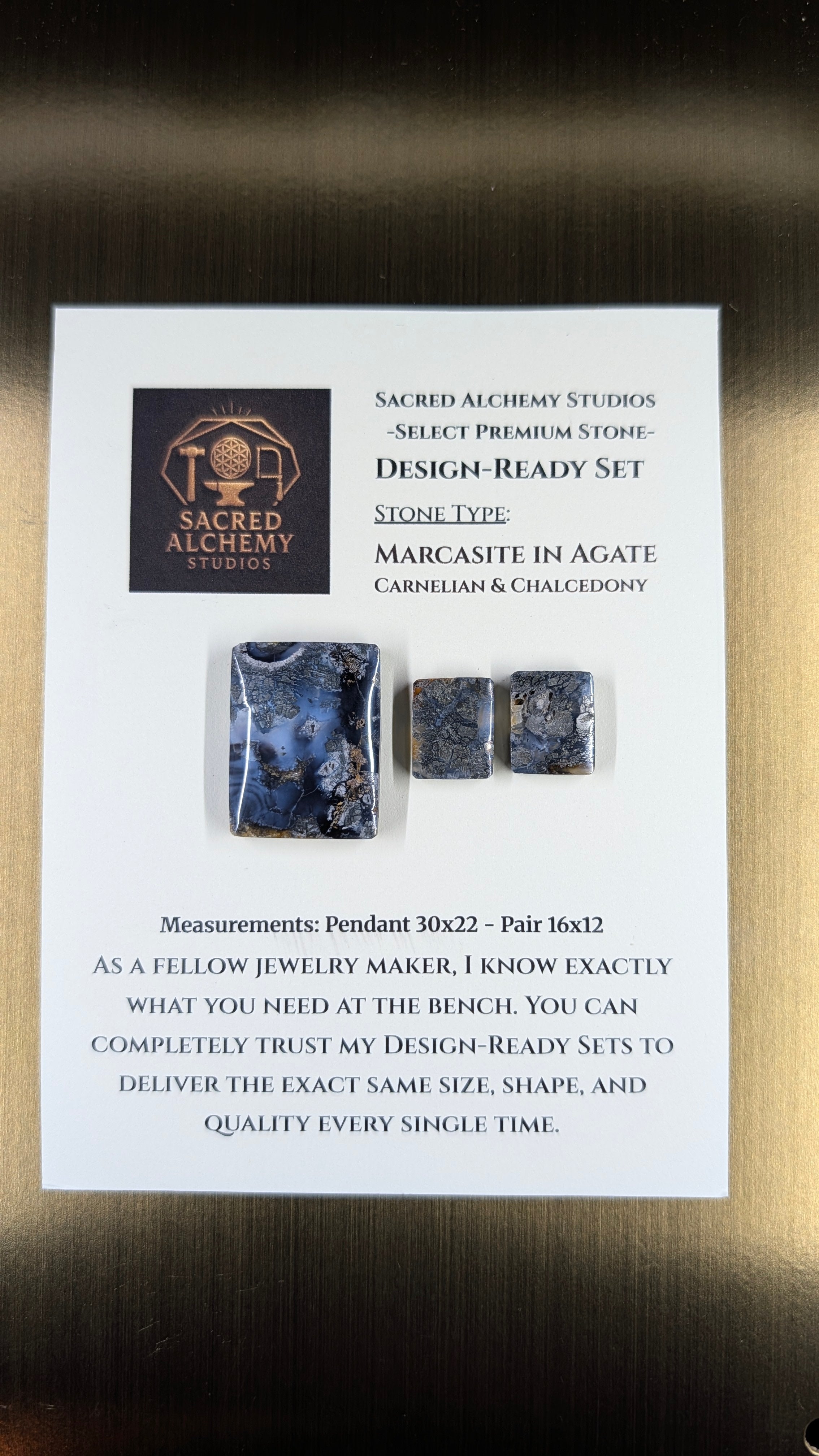 Rectangle Shape - Marcasite in Agate - Sacred Alchemy Select - Design-Ready Set