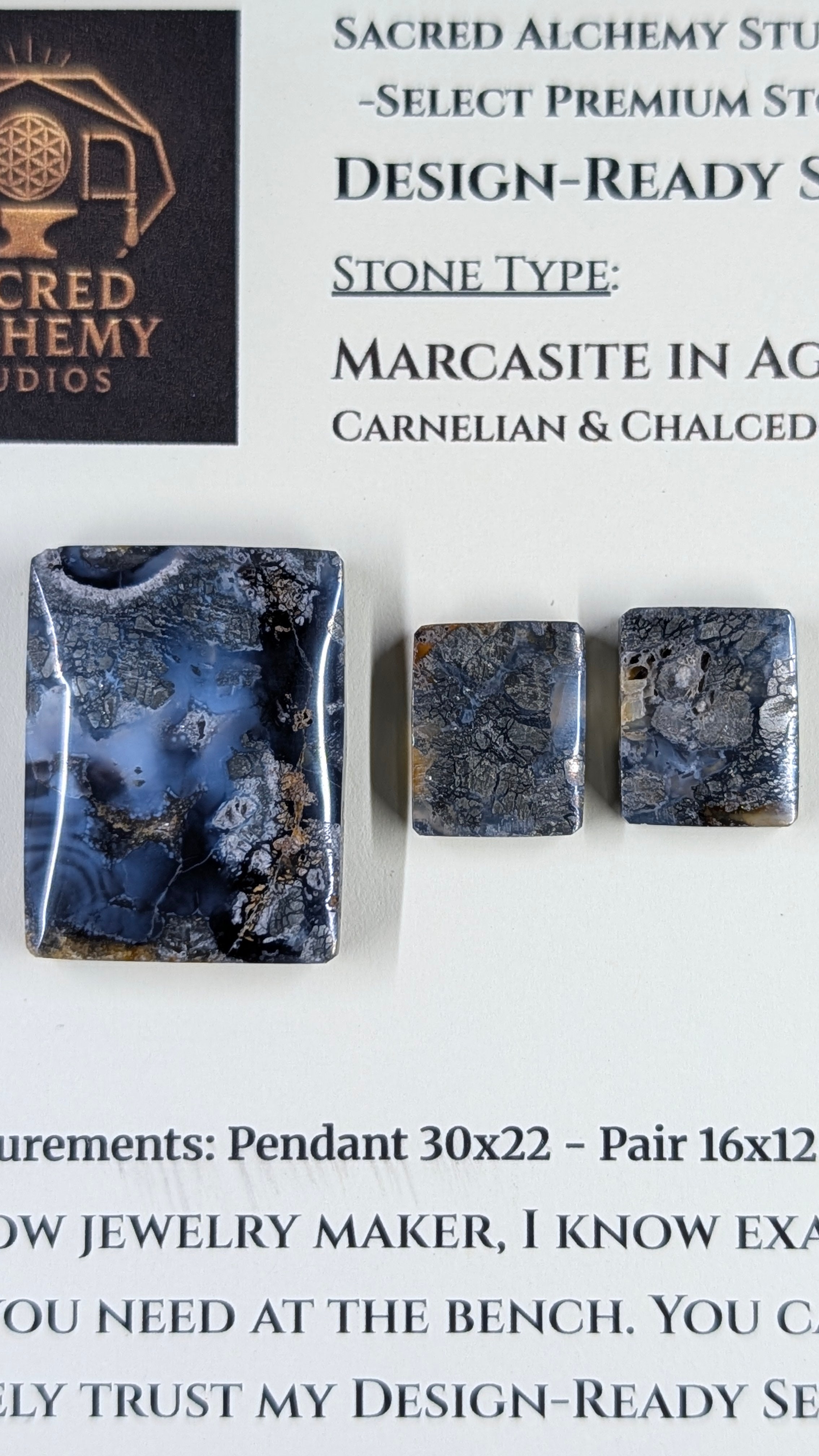 Rectangle Shape - Marcasite in Agate - Sacred Alchemy Select - Design-Ready Set