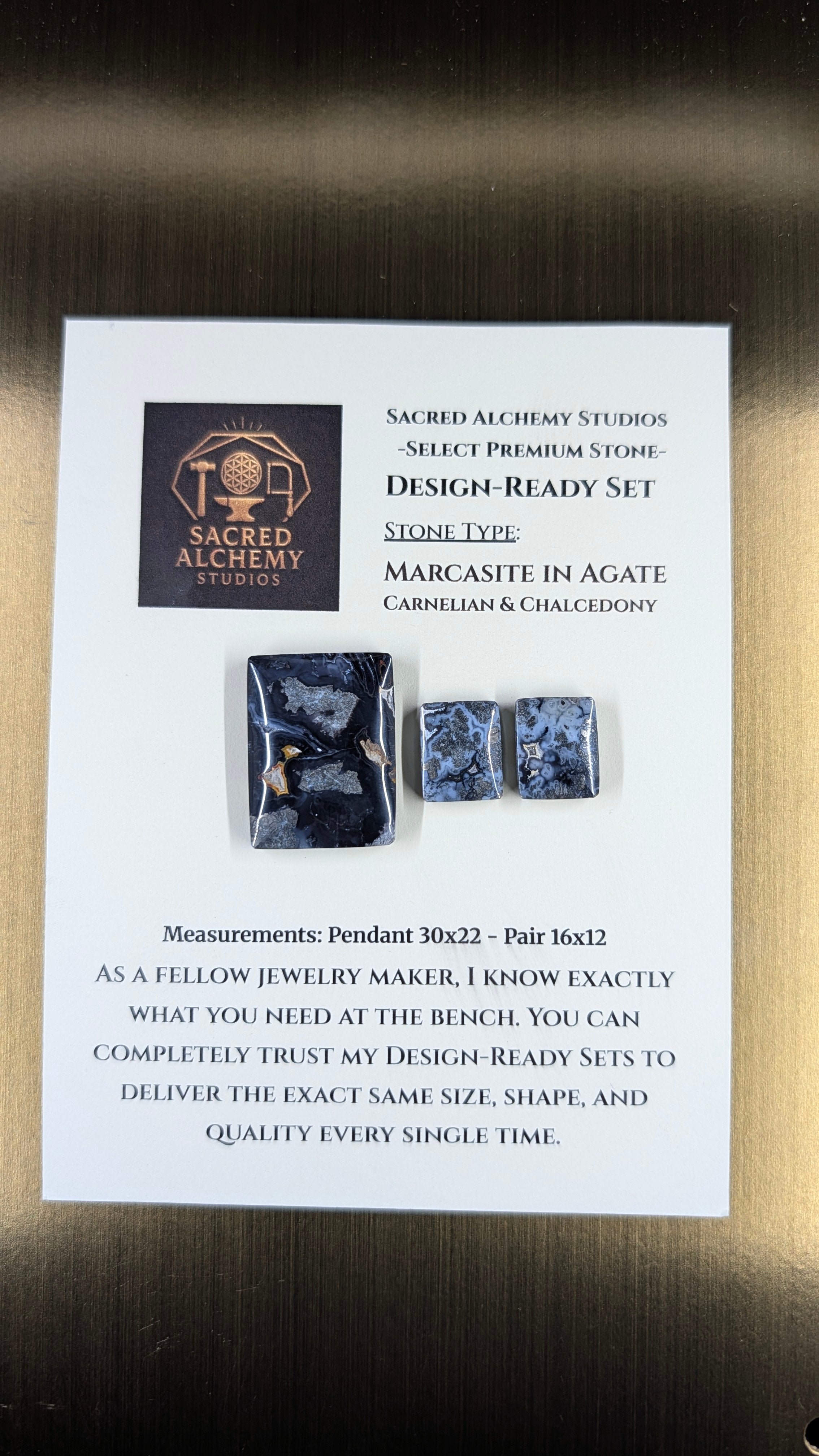 Rectangle Shape - Marcasite in Agate - Sacred Alchemy Select - Design-Ready Set