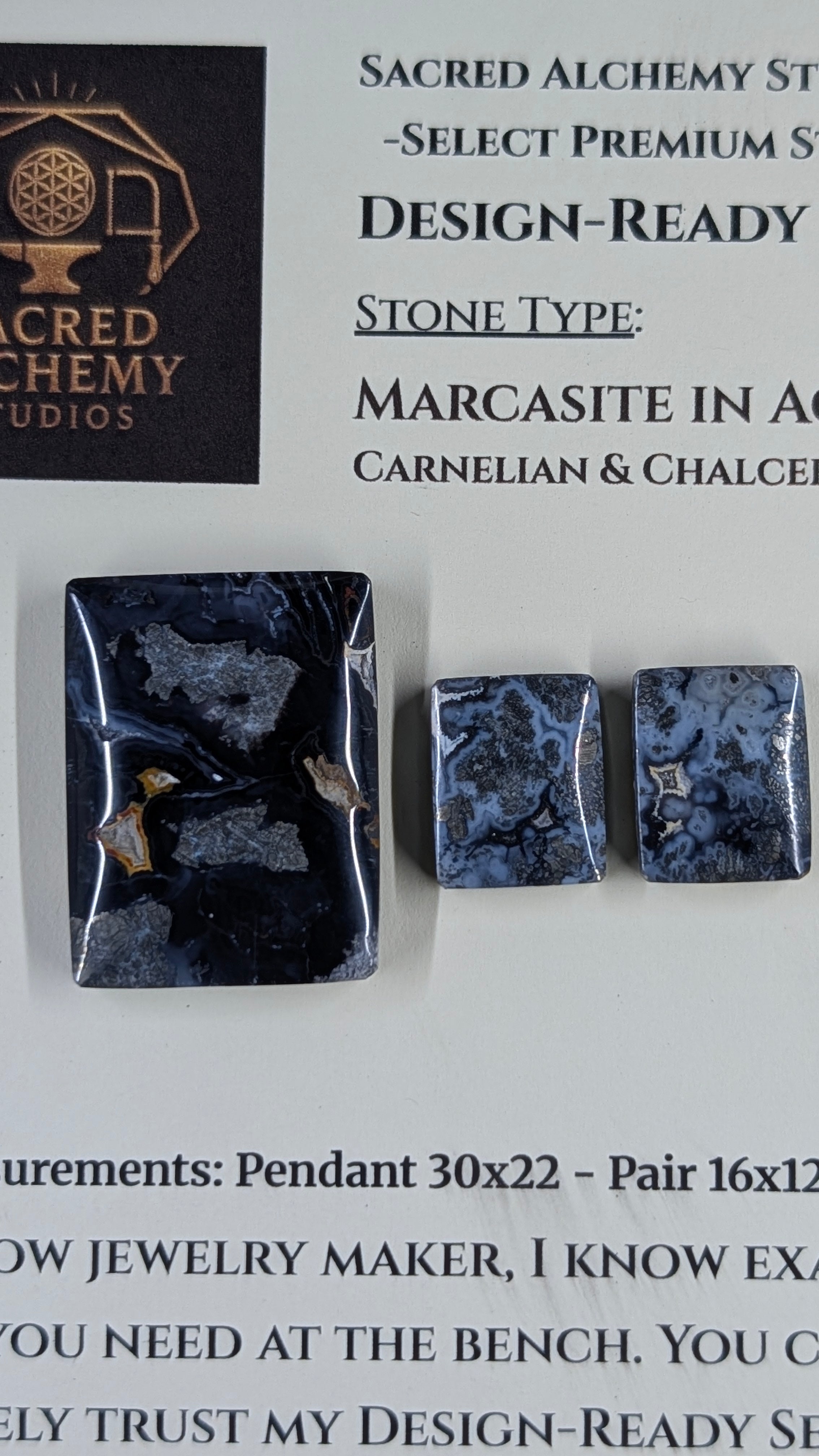 Rectangle Shape - Marcasite in Agate - Sacred Alchemy Select - Design-Ready Set