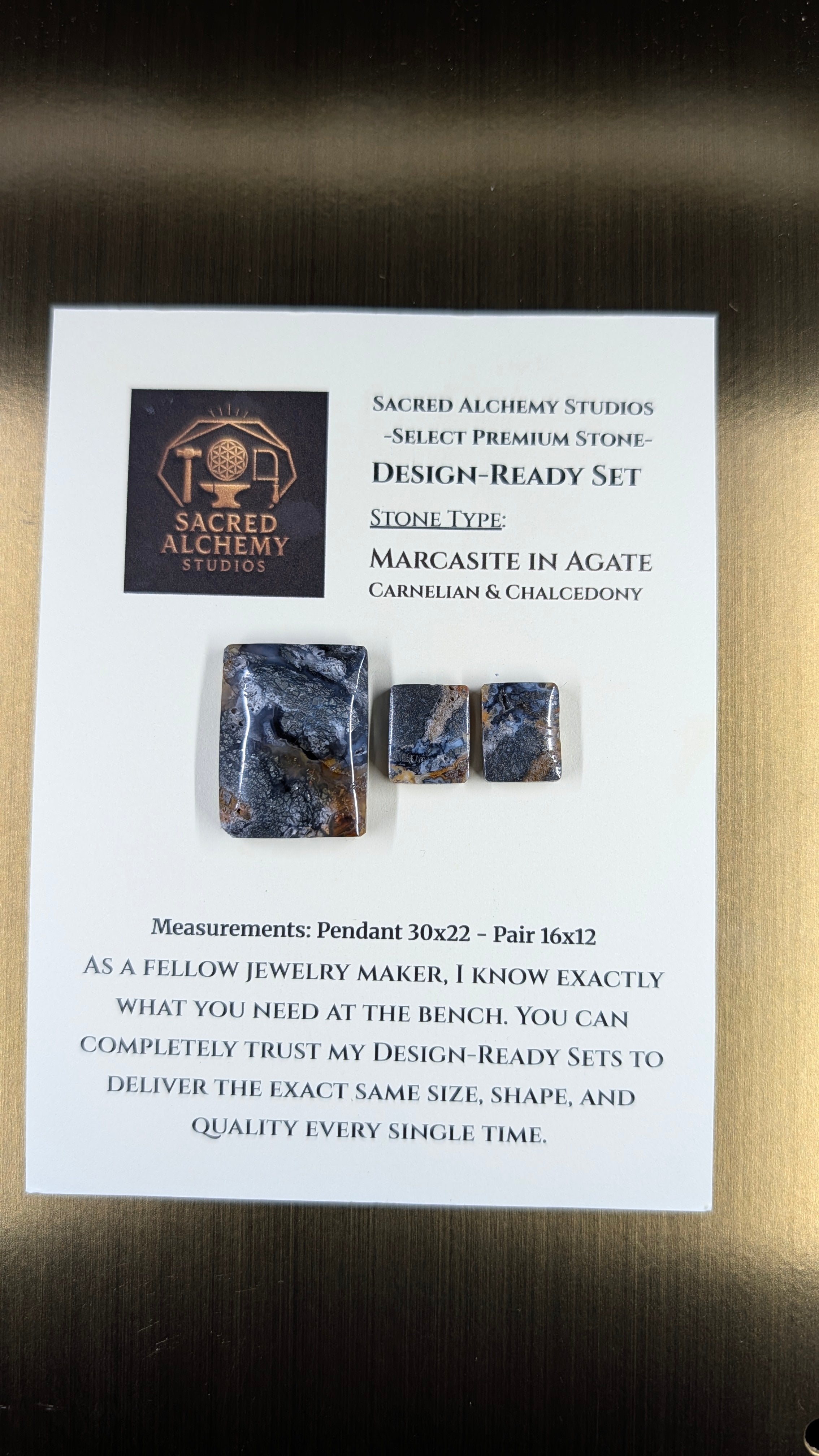 Rectangle Shape - Marcasite in Agate - Sacred Alchemy Select - Design-Ready Set
