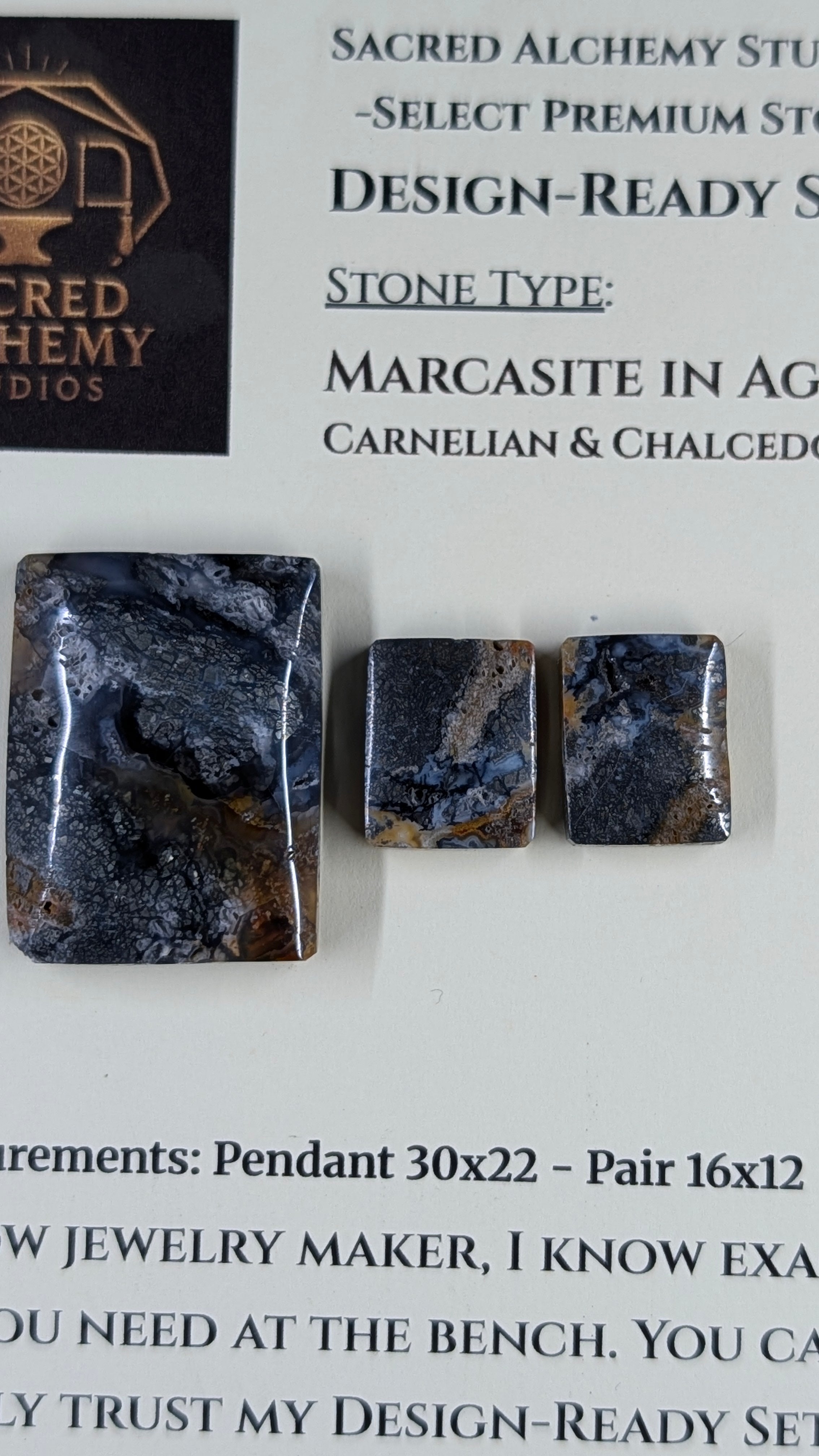 Rectangle Shape - Marcasite in Agate - Sacred Alchemy Select - Design-Ready Set