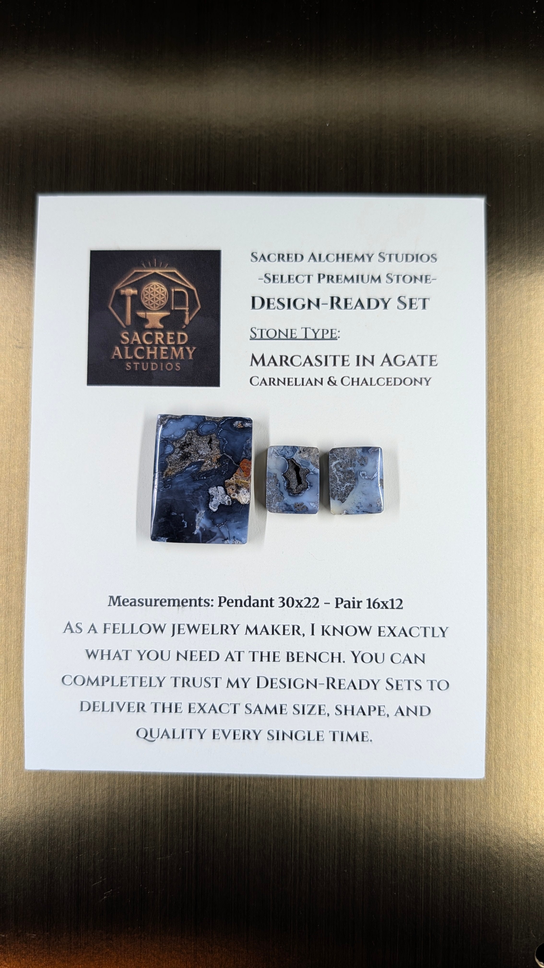 Rectangle Shape - Marcasite in Agate - Sacred Alchemy Select - Design-Ready Set