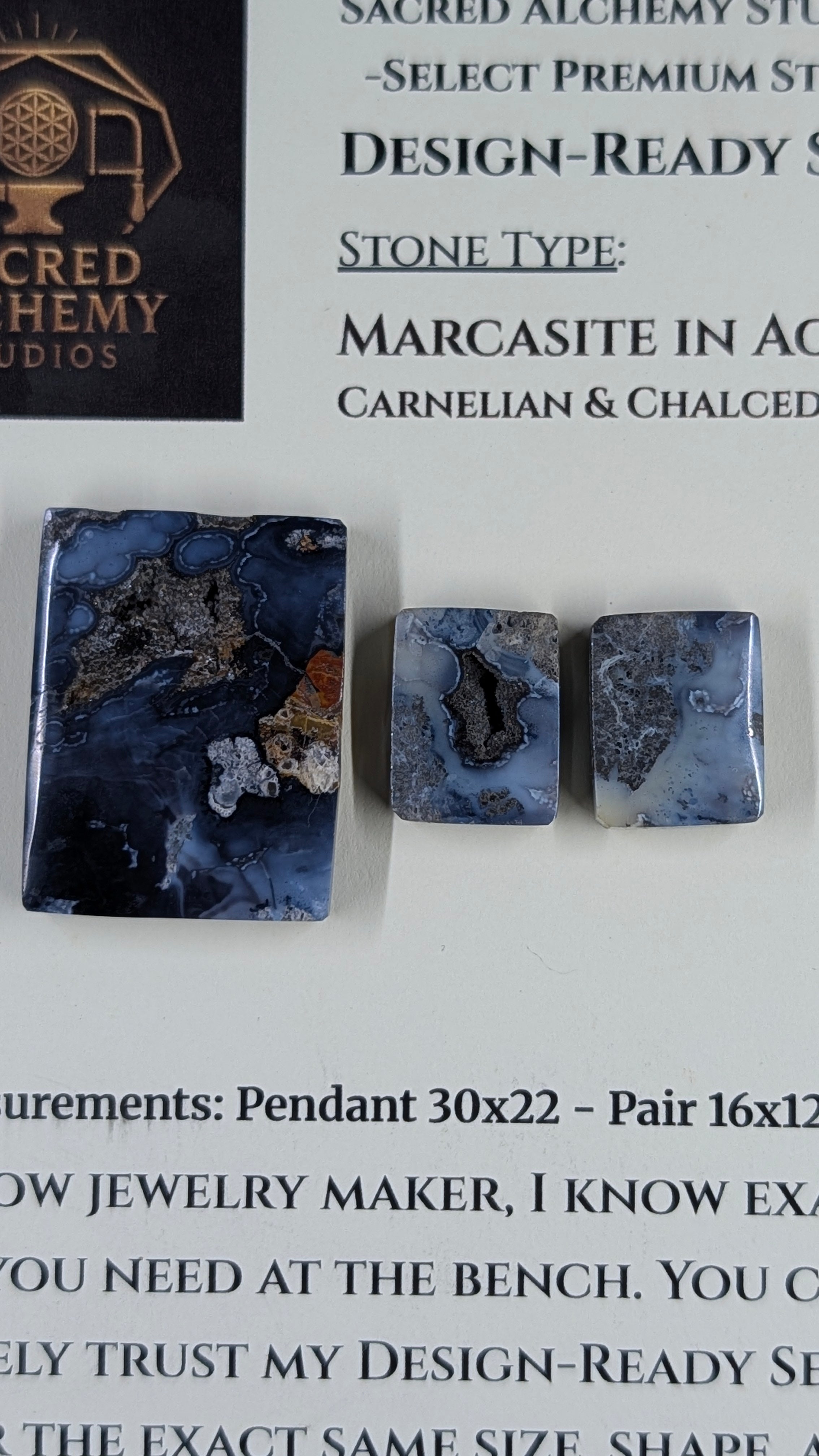 Rectangle Shape - Marcasite in Agate - Sacred Alchemy Select - Design-Ready Set