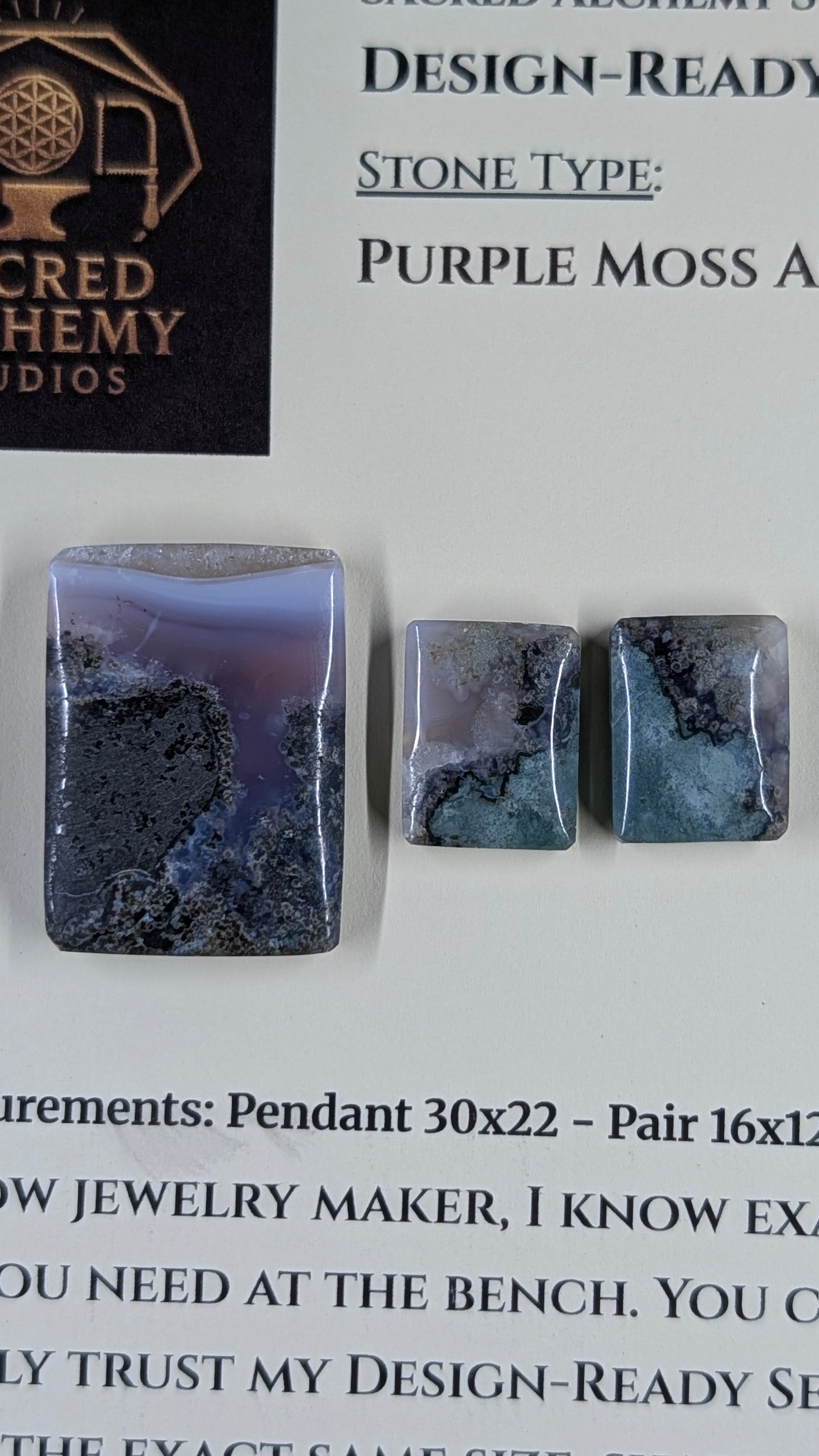 Rectangle Shape - Purple Moss Agate - Design-Ready Sets