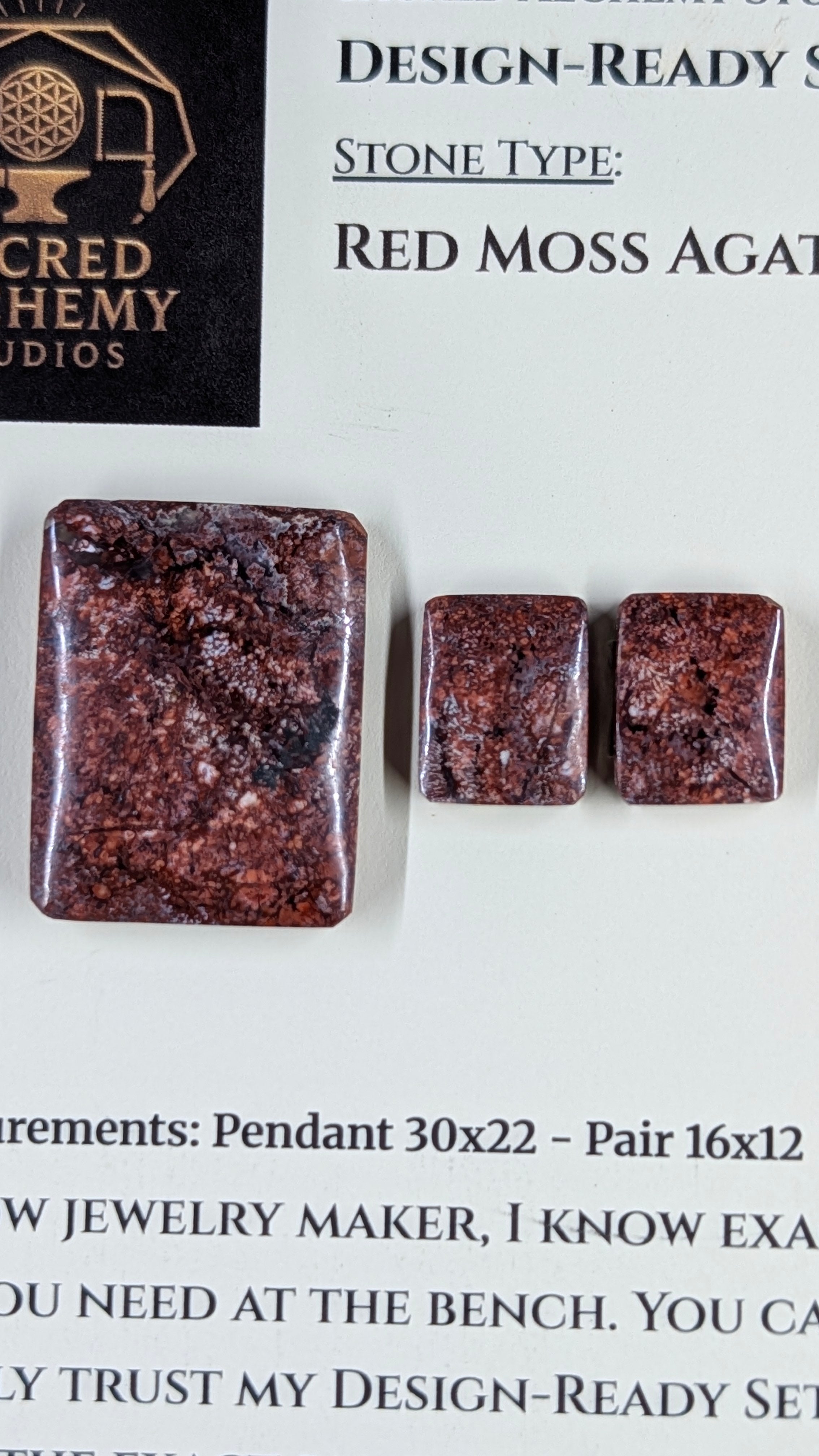 Rectangle Shape - Red Moss Agate - Design-Ready Sets