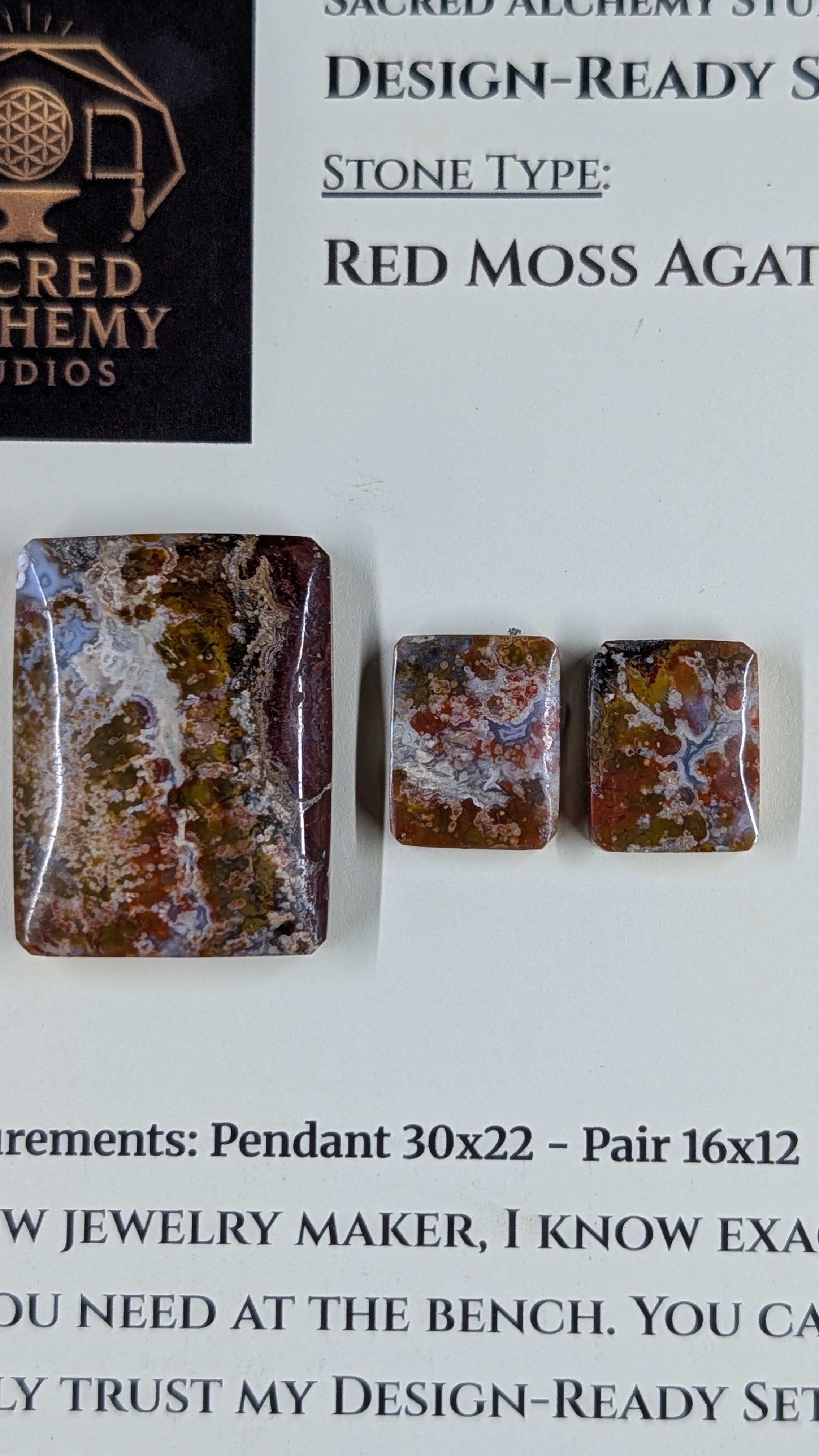 Rectangle Shape - Red Moss Agate - Design-Ready Sets