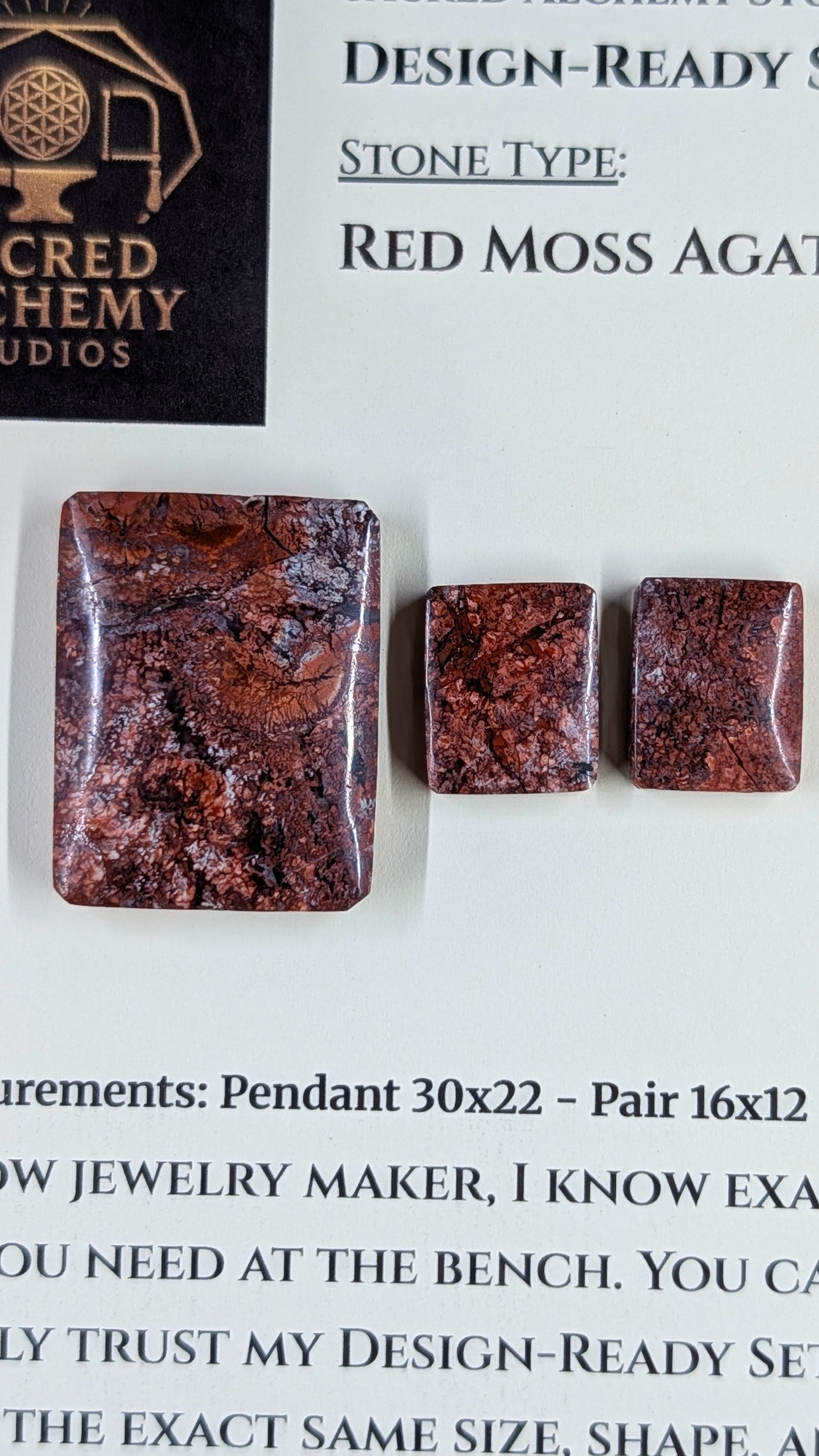 Rectangle Shape - Red Moss Agate - Design-Ready Sets