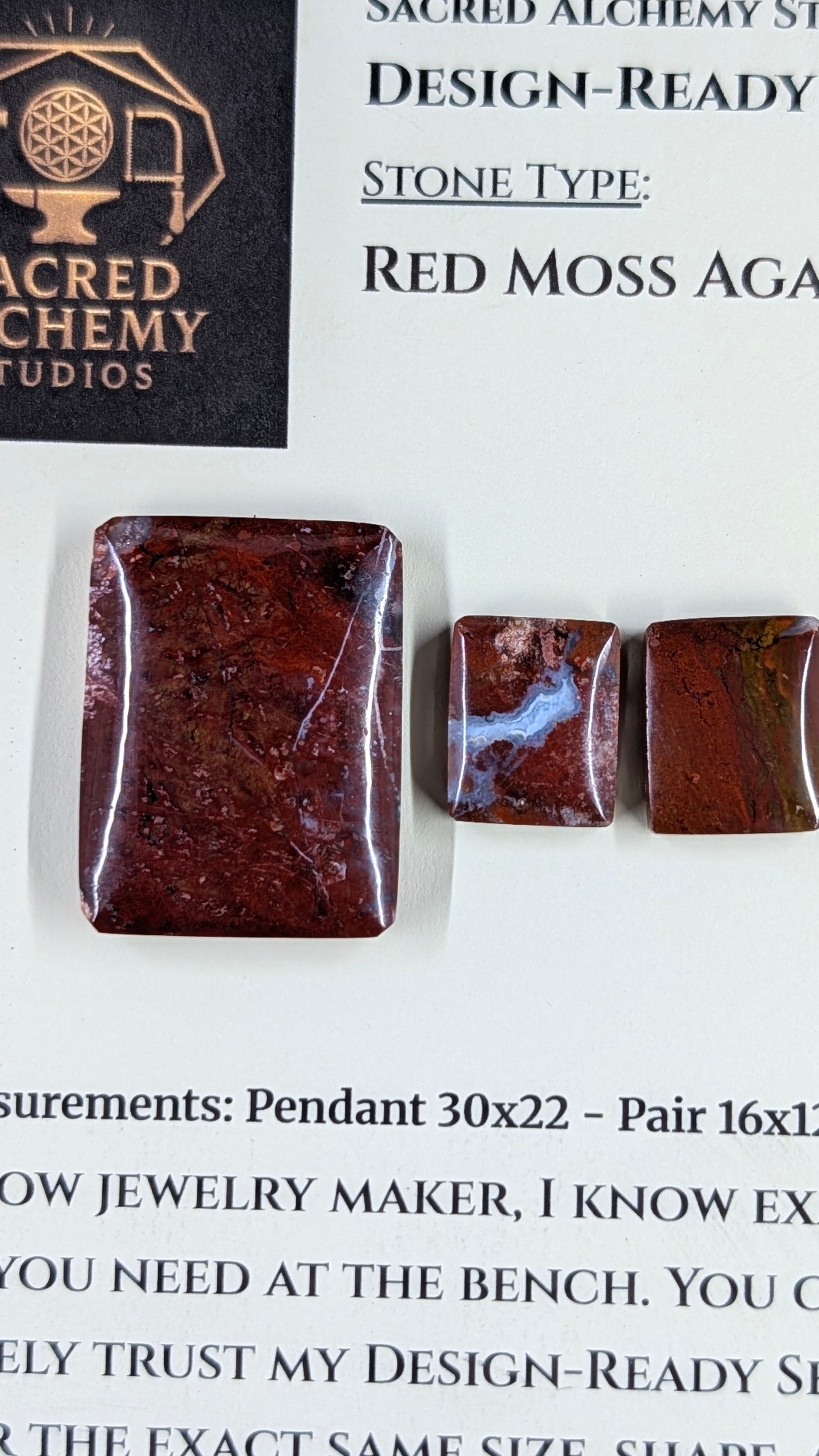 Rectangle Shape - Red Moss Agate - Design-Ready Sets