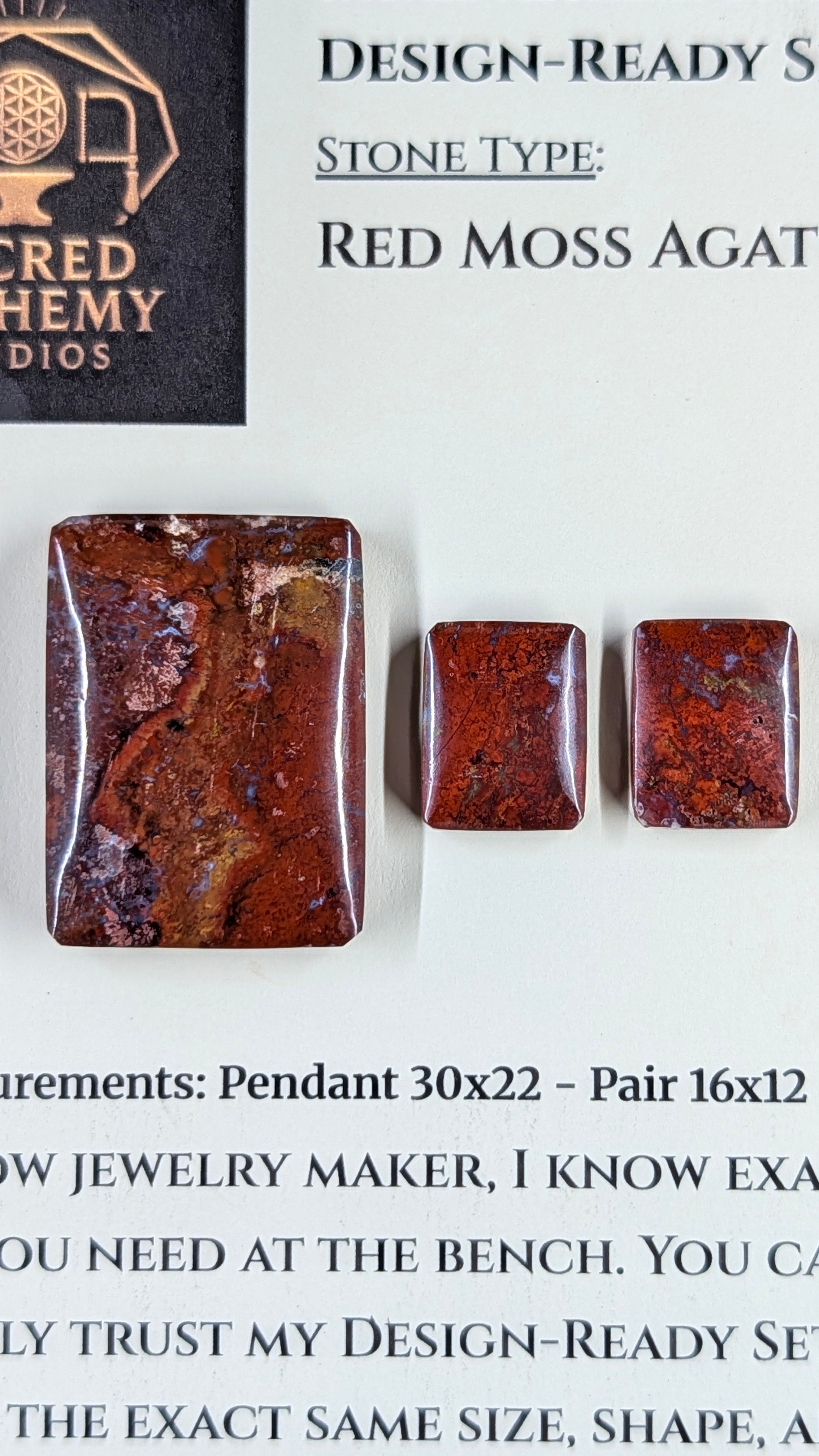 Rectangle Shape - Red Moss Agate - Design-Ready Sets