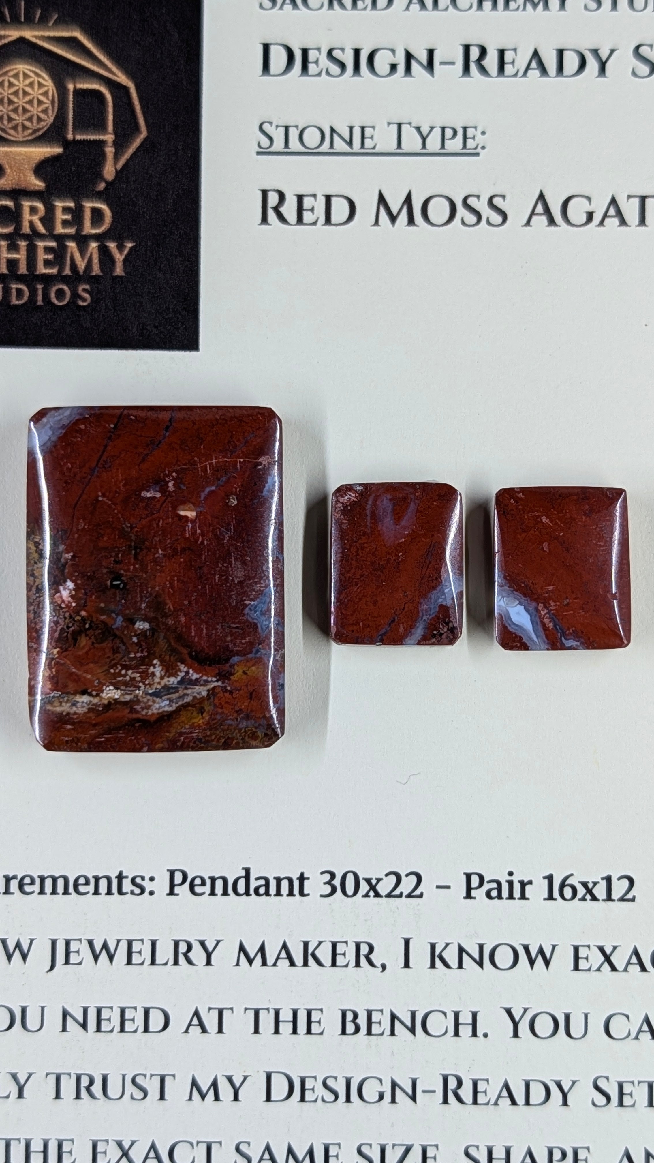 Rectangle Shape - Red Moss Agate - Design-Ready Sets