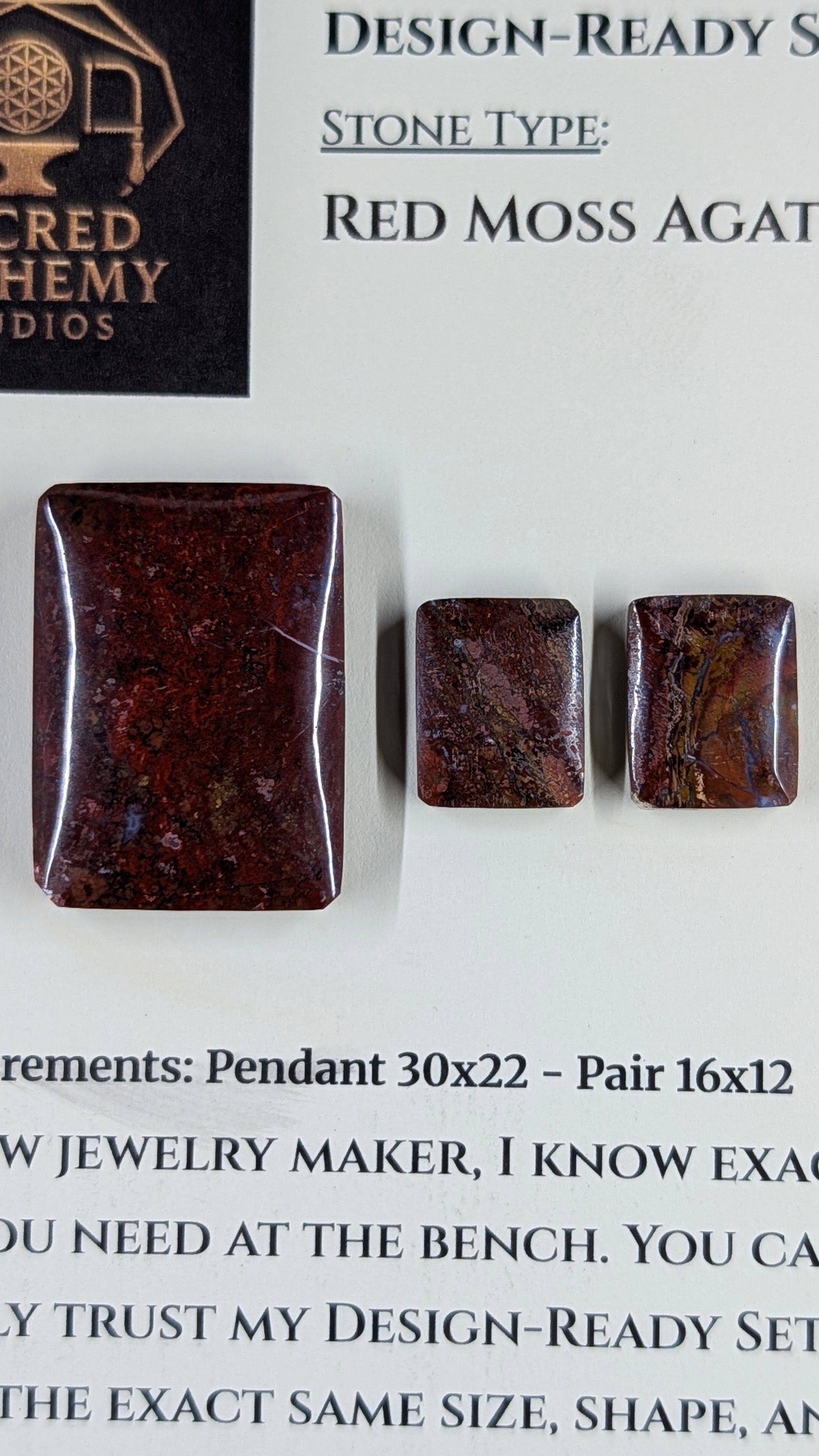 Rectangle Shape - Red Moss Agate - Design-Ready Sets