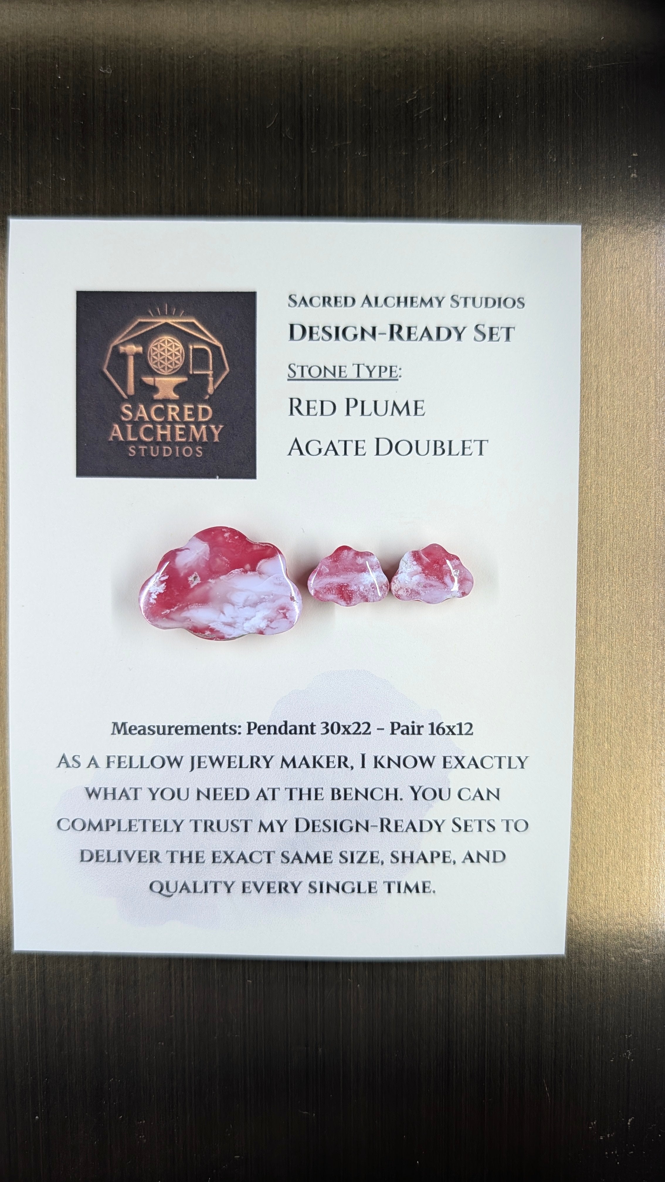 Cloud Shape - Red Plume Agate Doublet - Design-Ready Set