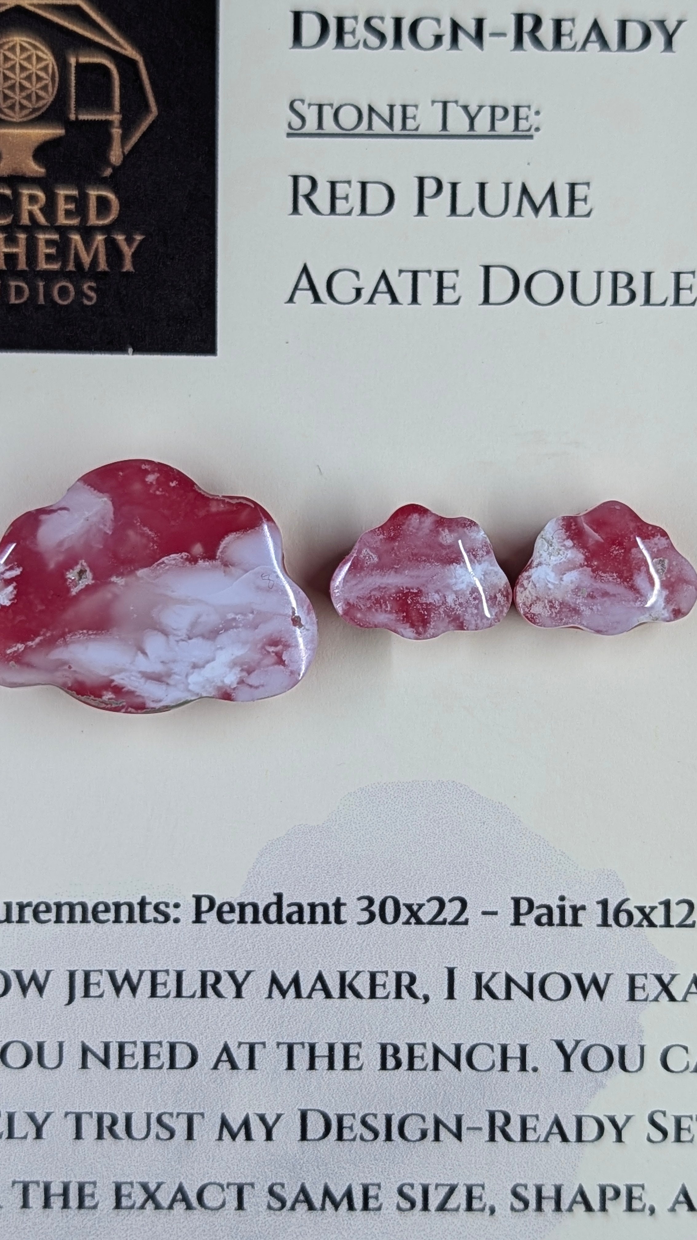 Cloud Shape - Red Plume Agate Doublet - Design-Ready Set