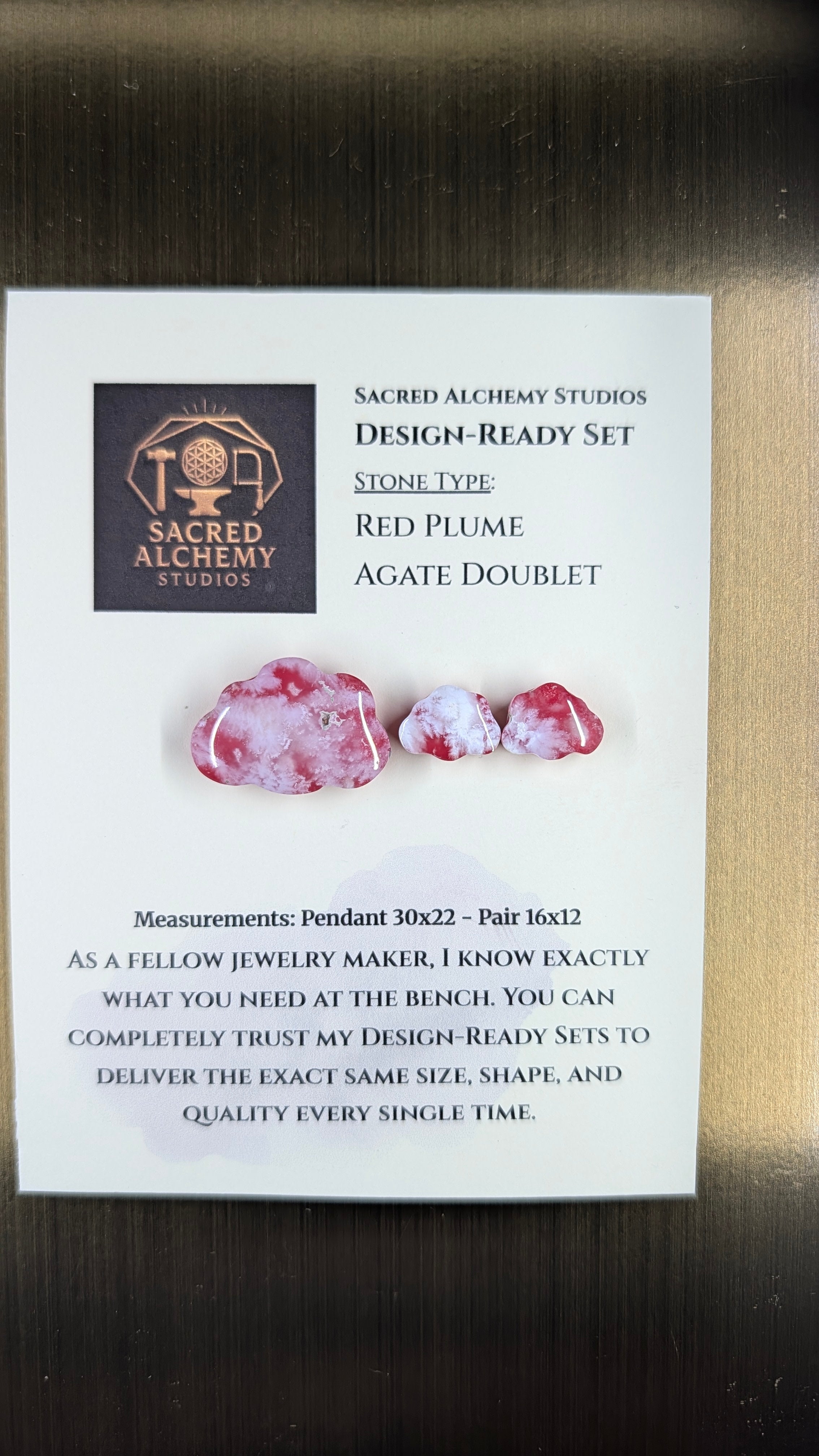Cloud Shape - Red Plume Agate Doublet - Design-Ready Set