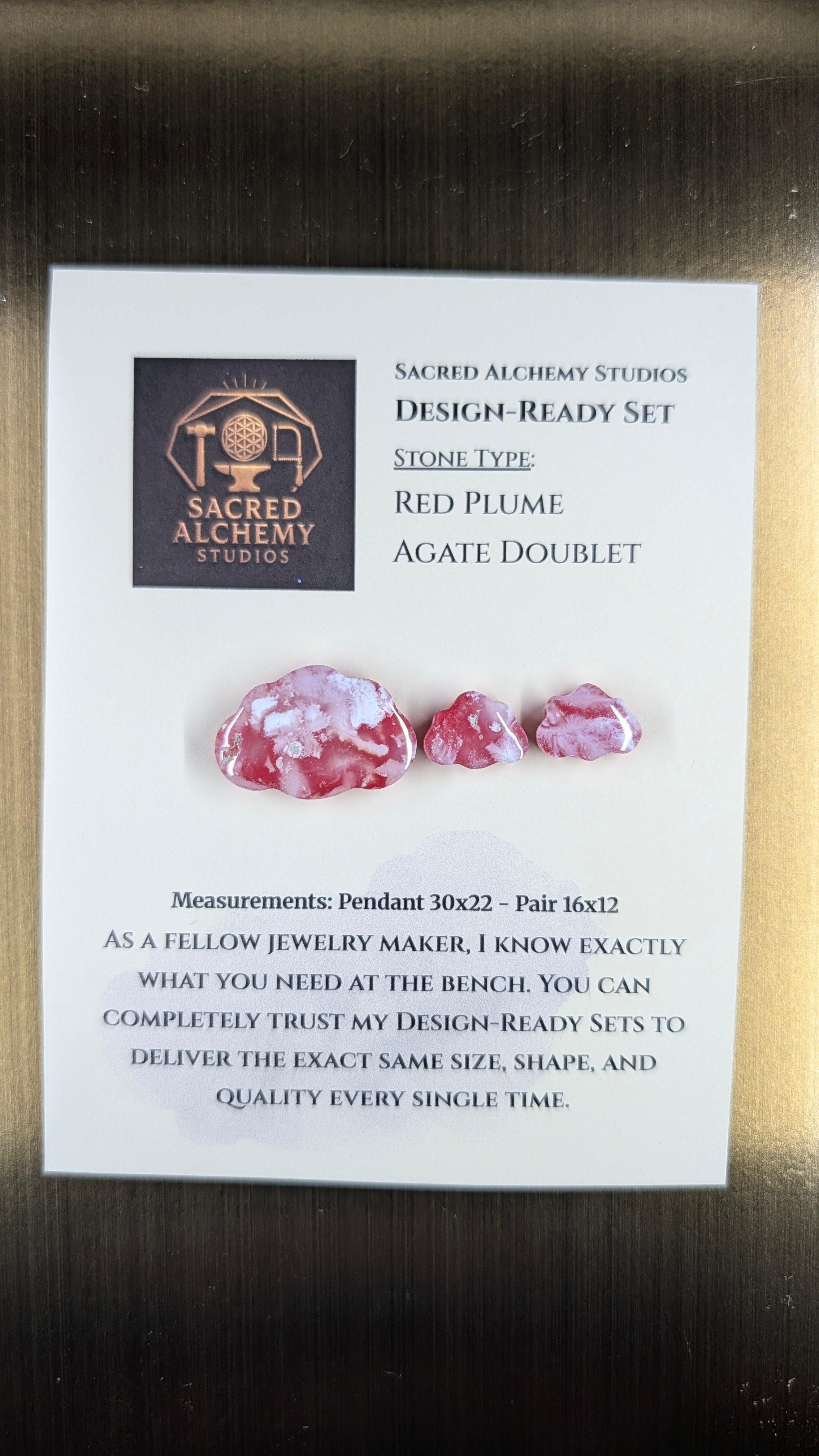 Cloud Shape - Red Plume Agate Doublet - Design-Ready Set