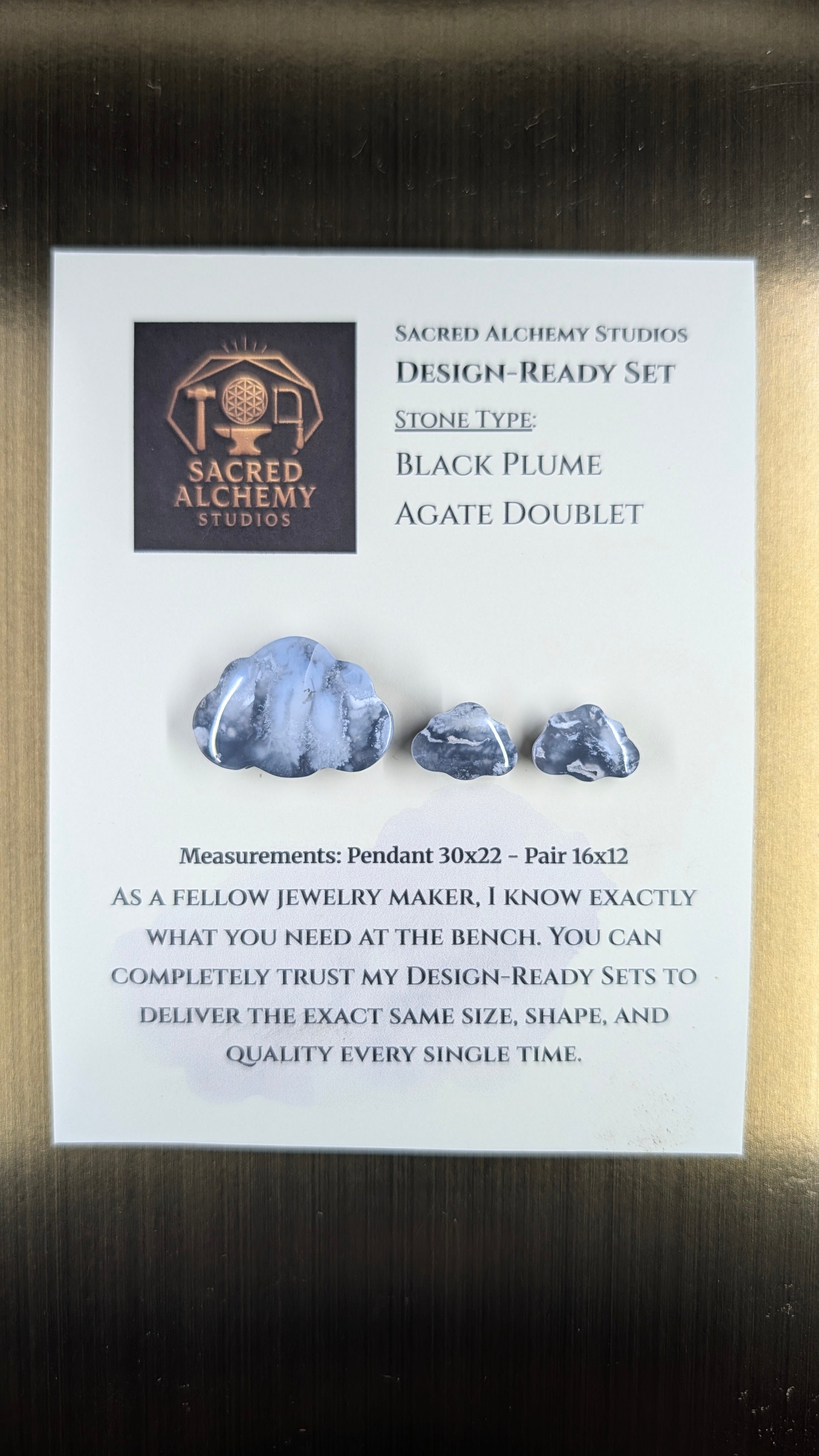 Cloud Shape - Black Plume Agate Doublet - Design-Ready Set