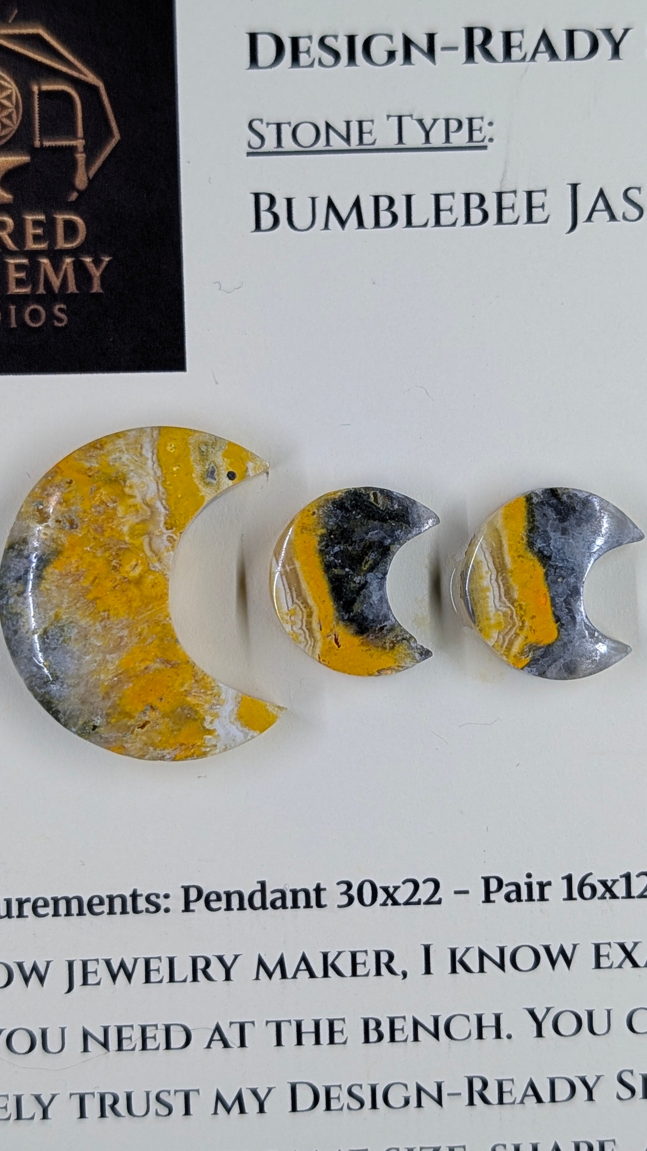 Crescent Moon - Bumblebee Jasper - Design-Ready Set