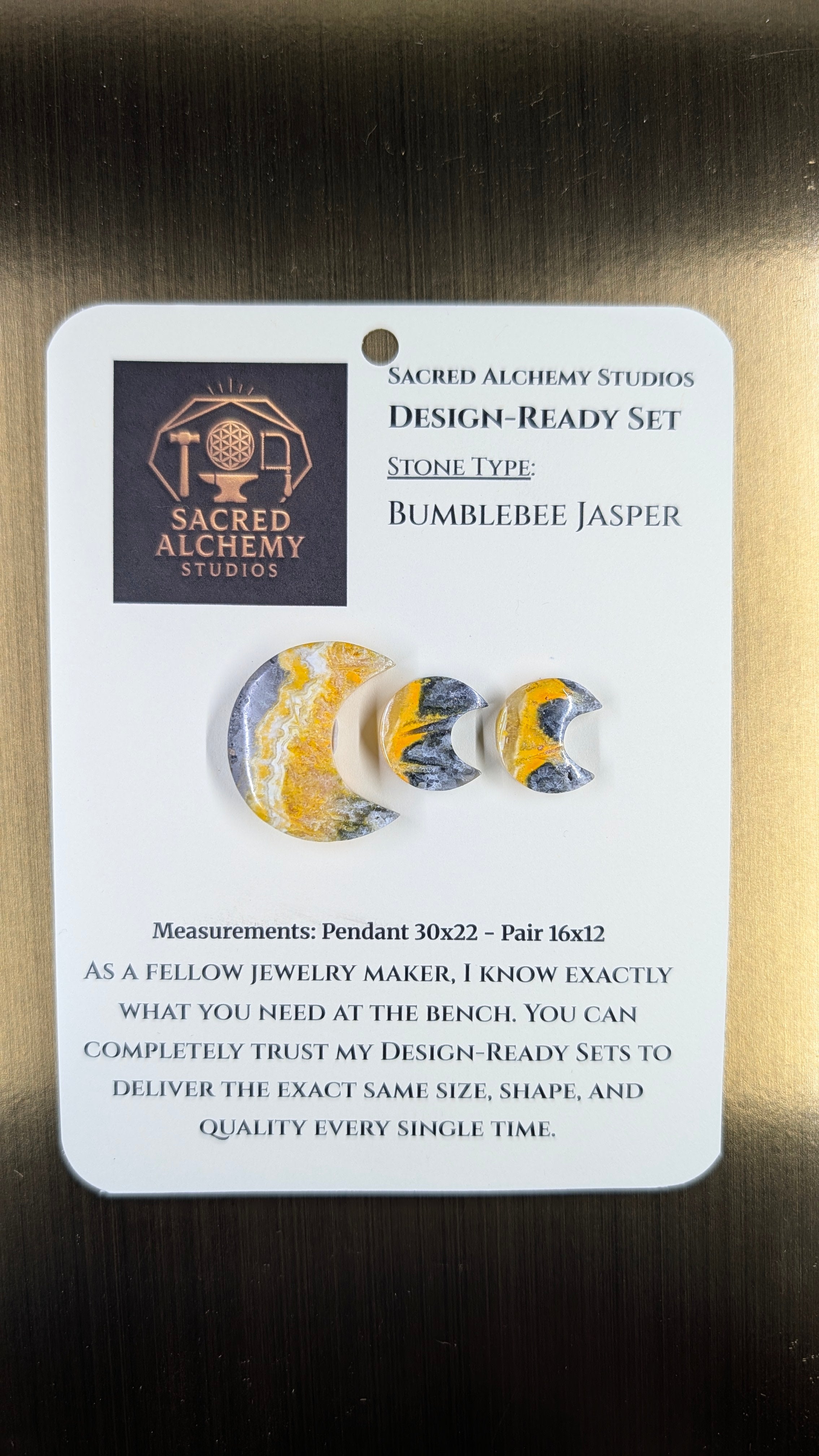Crescent Moon - Bumblebee Jasper - Design-Ready Set