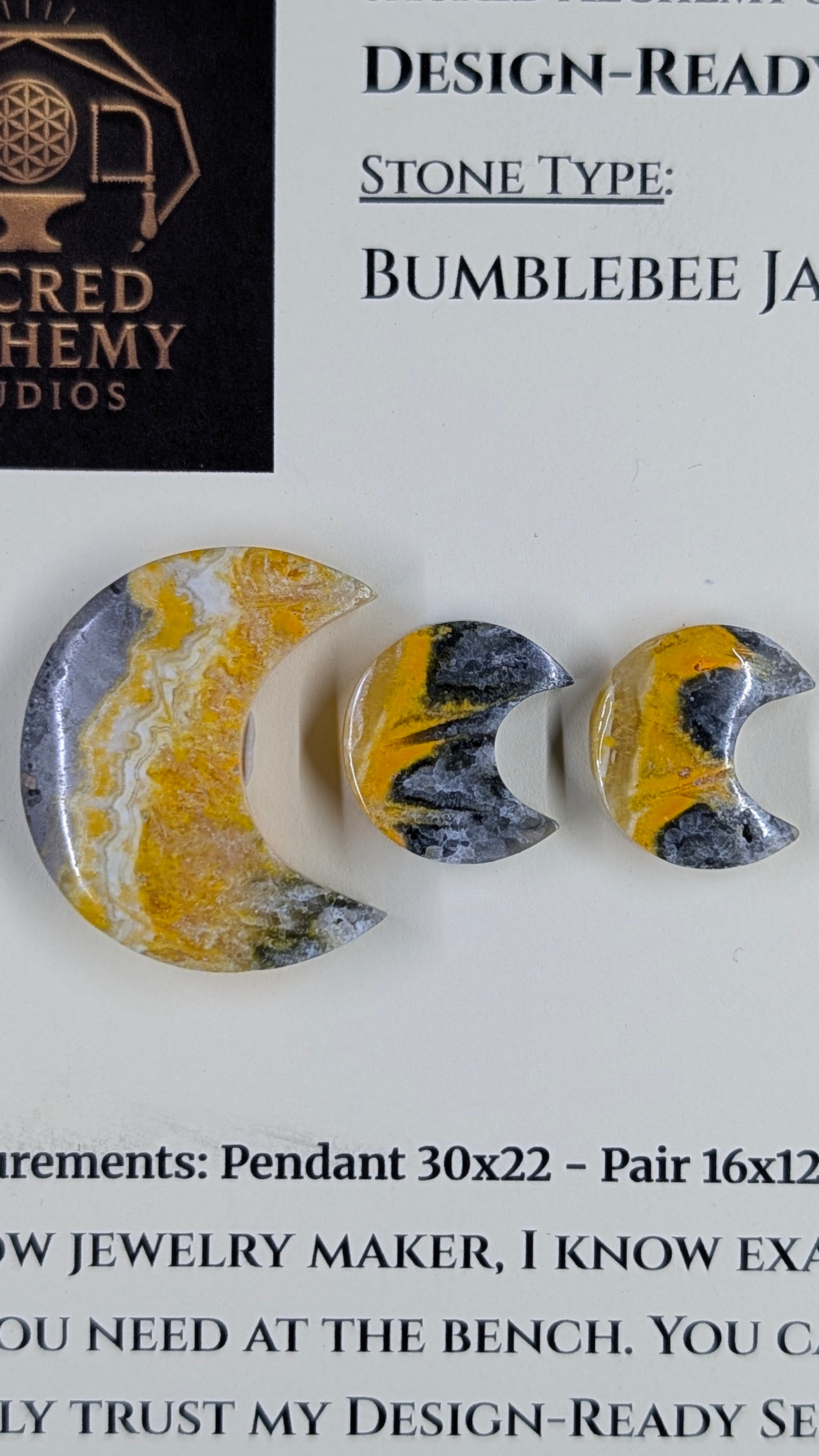 Crescent Moon - Bumblebee Jasper - Design-Ready Set