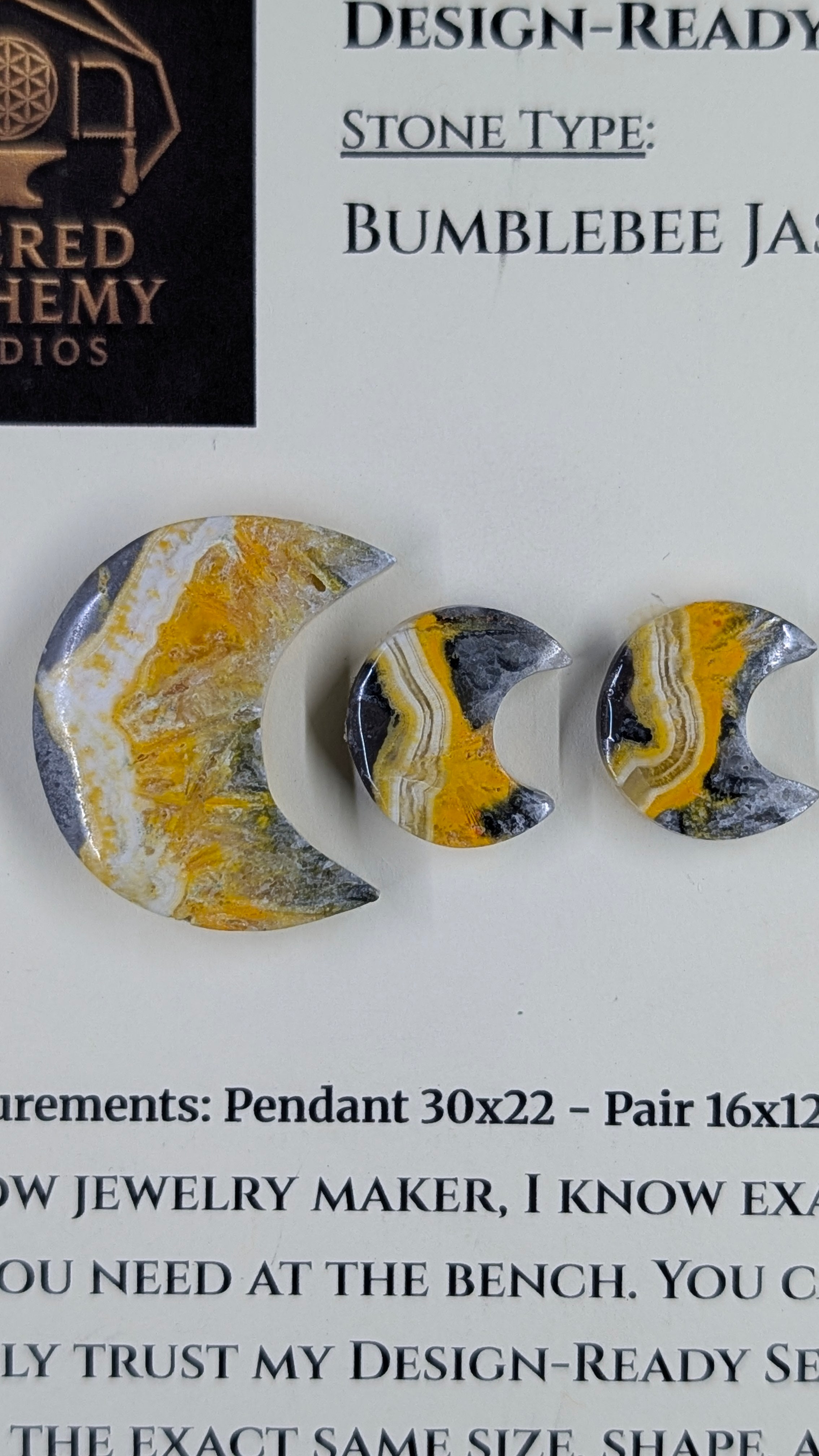 Crescent Moon - Bumblebee Jasper - Design-Ready Set