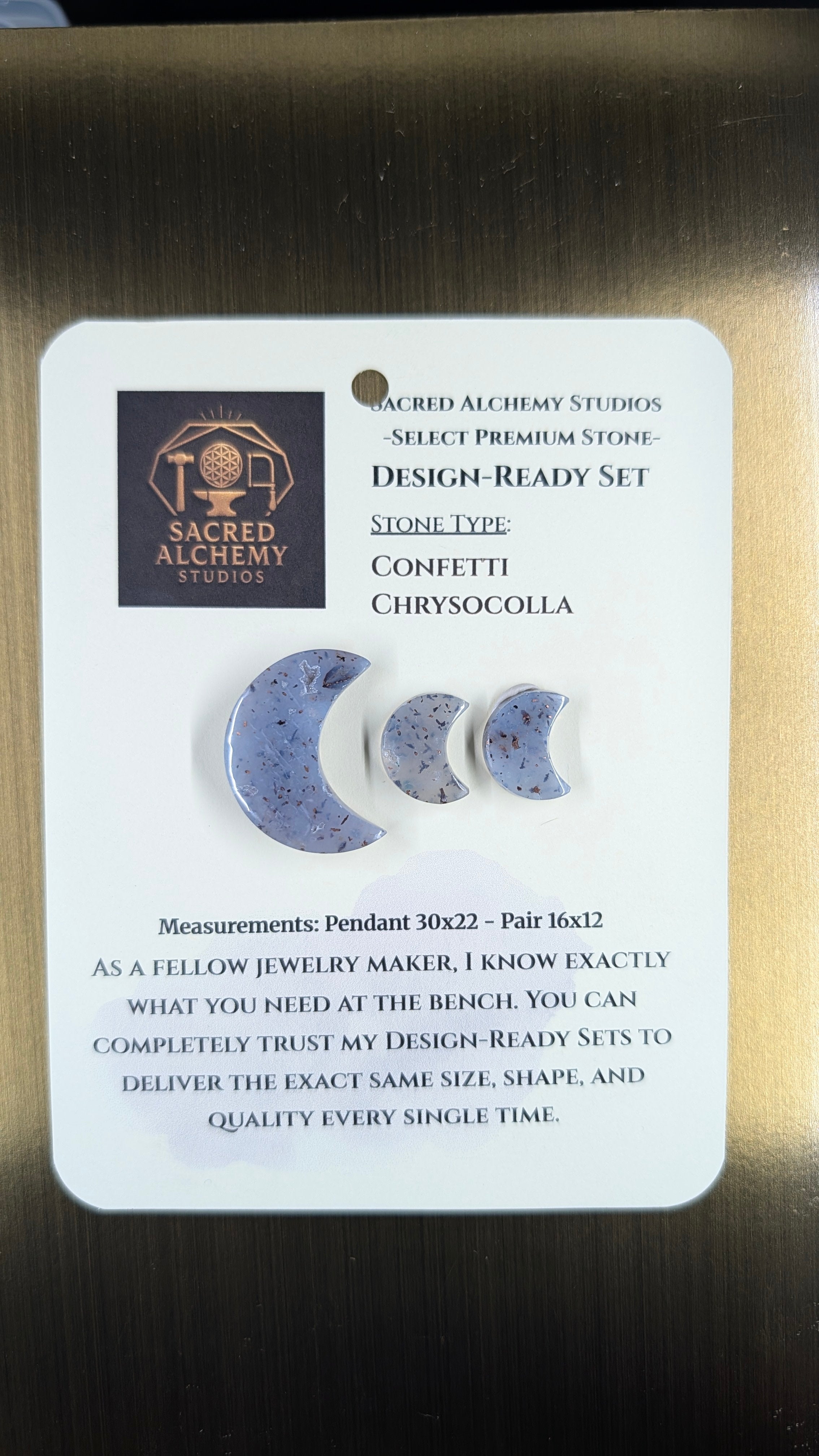 Crescent Moon - Confetti Chrysocolla - Sacred Alchemy Select - Design-Ready Set