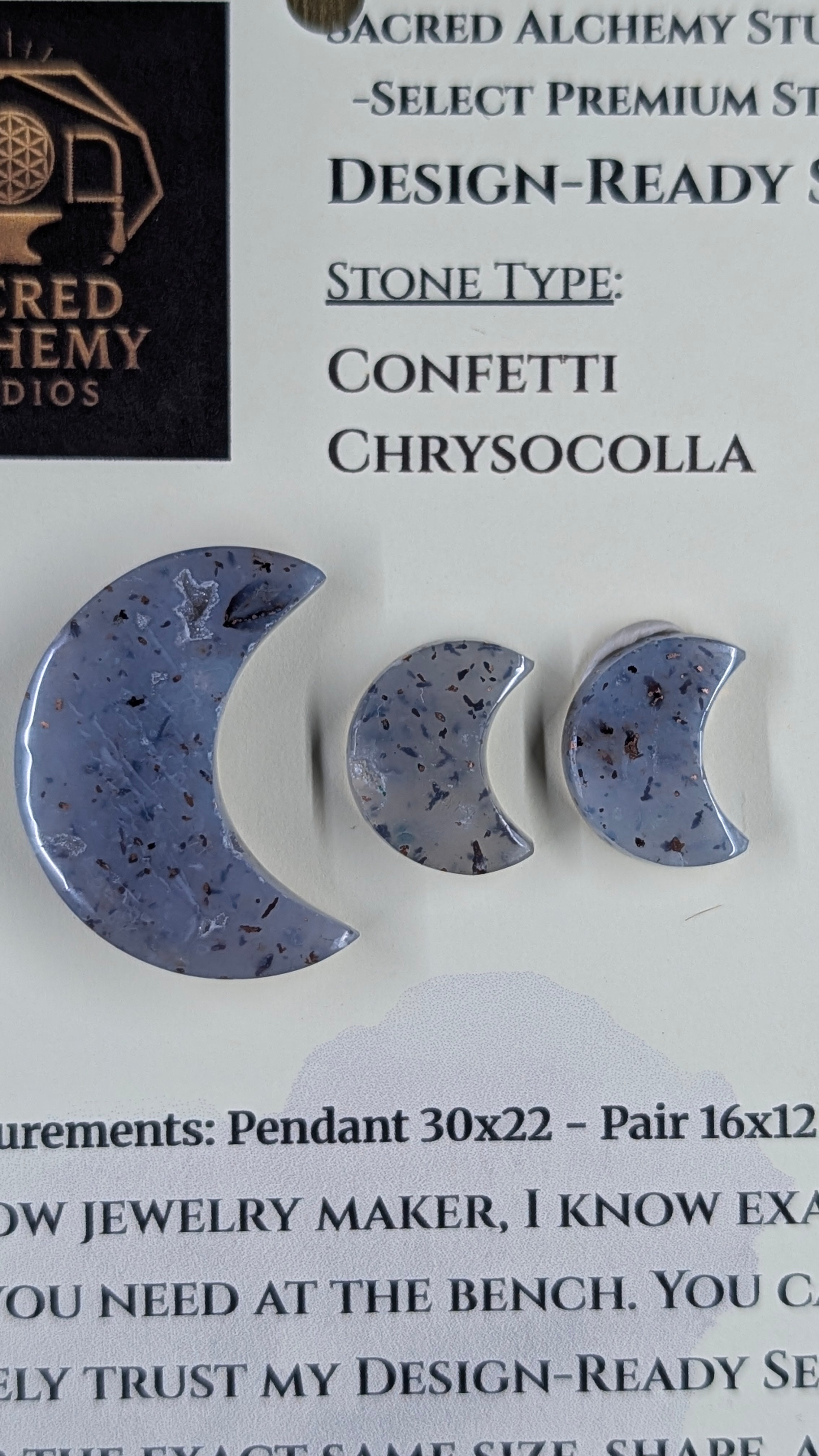 Crescent Moon - Confetti Chrysocolla - Sacred Alchemy Select - Design-Ready Set