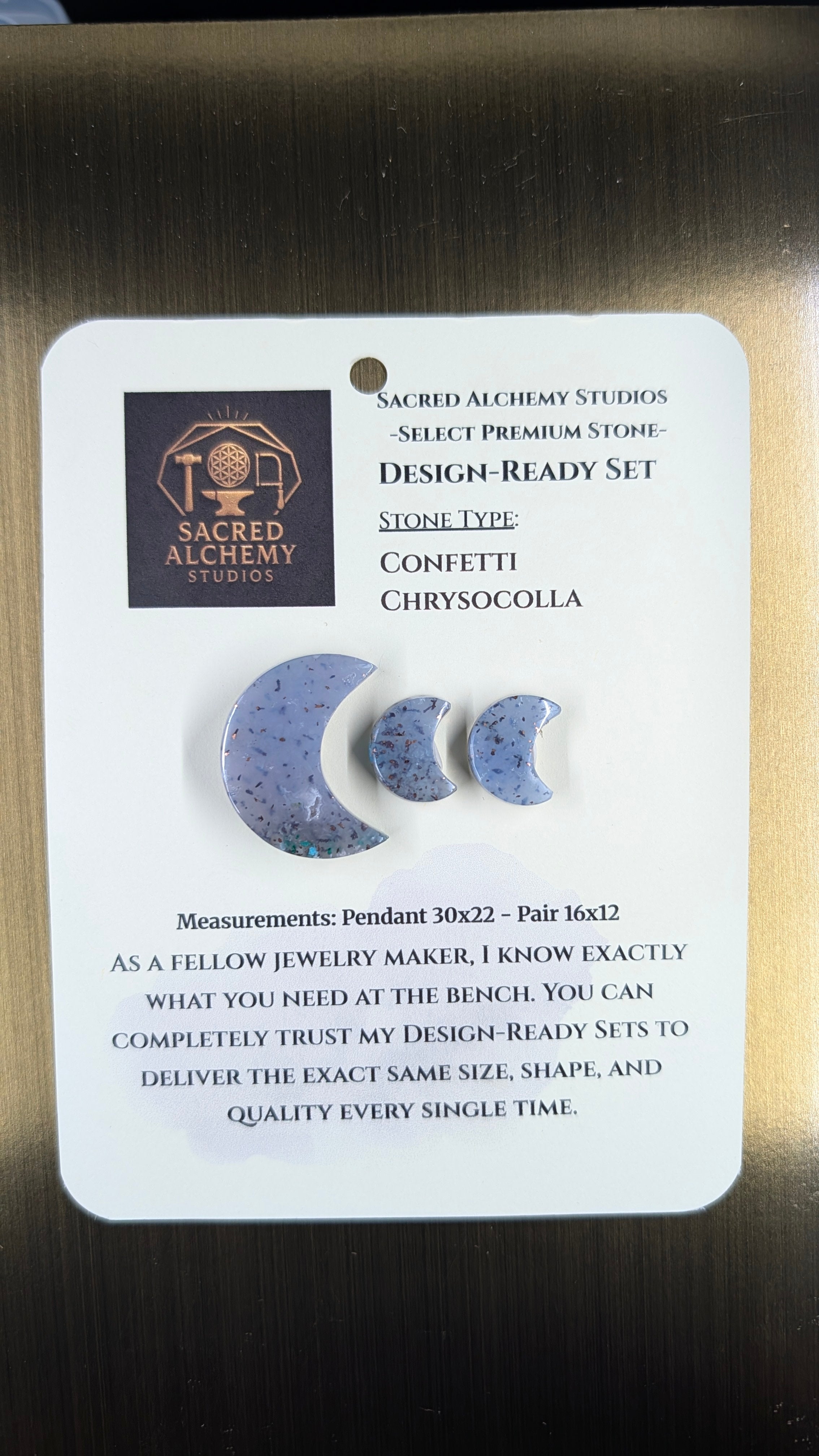Crescent Moon - Confetti Chrysocolla - Sacred Alchemy Select - Design-Ready Set