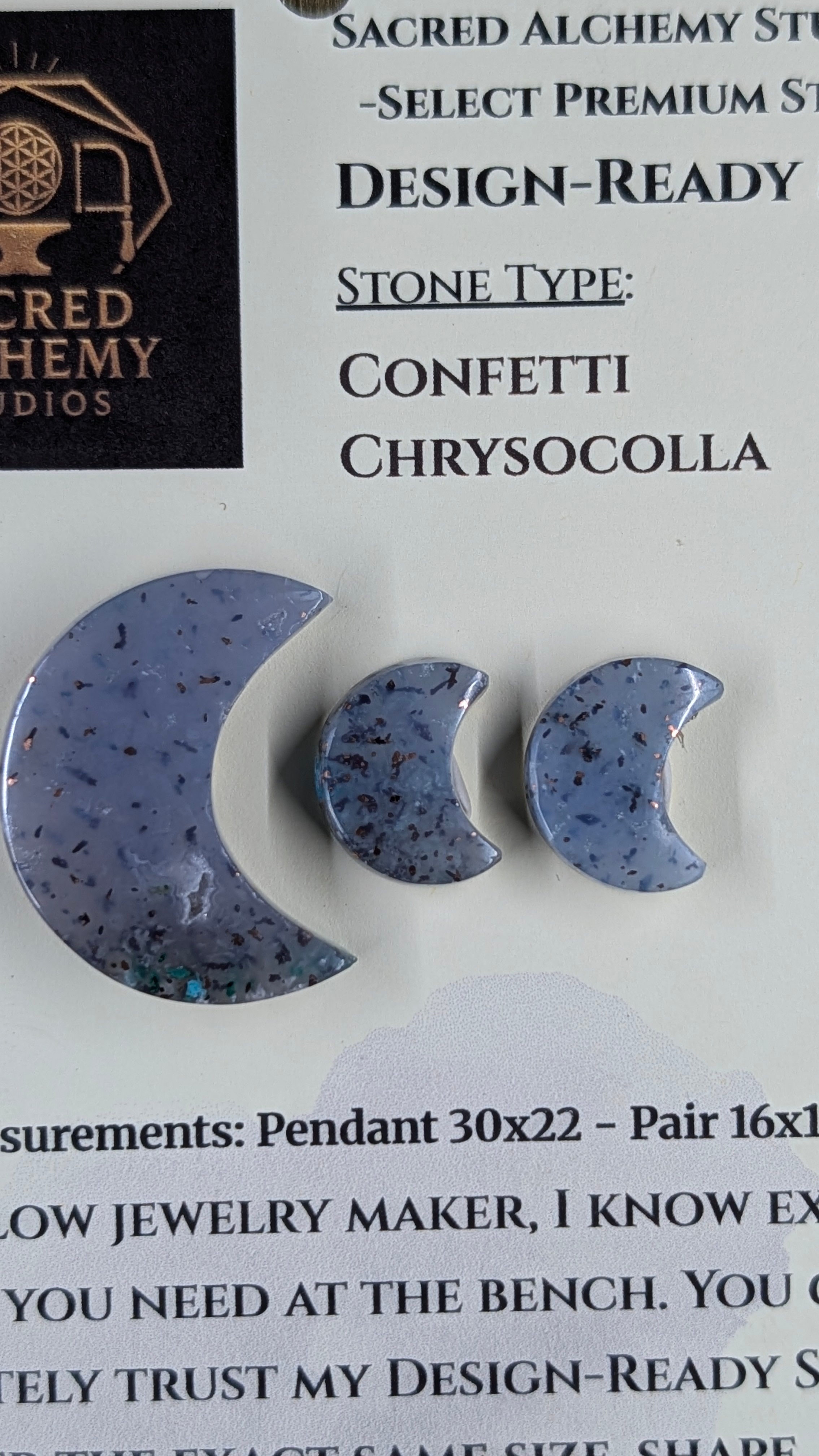 Crescent Moon - Confetti Chrysocolla - Sacred Alchemy Select - Design-Ready Set